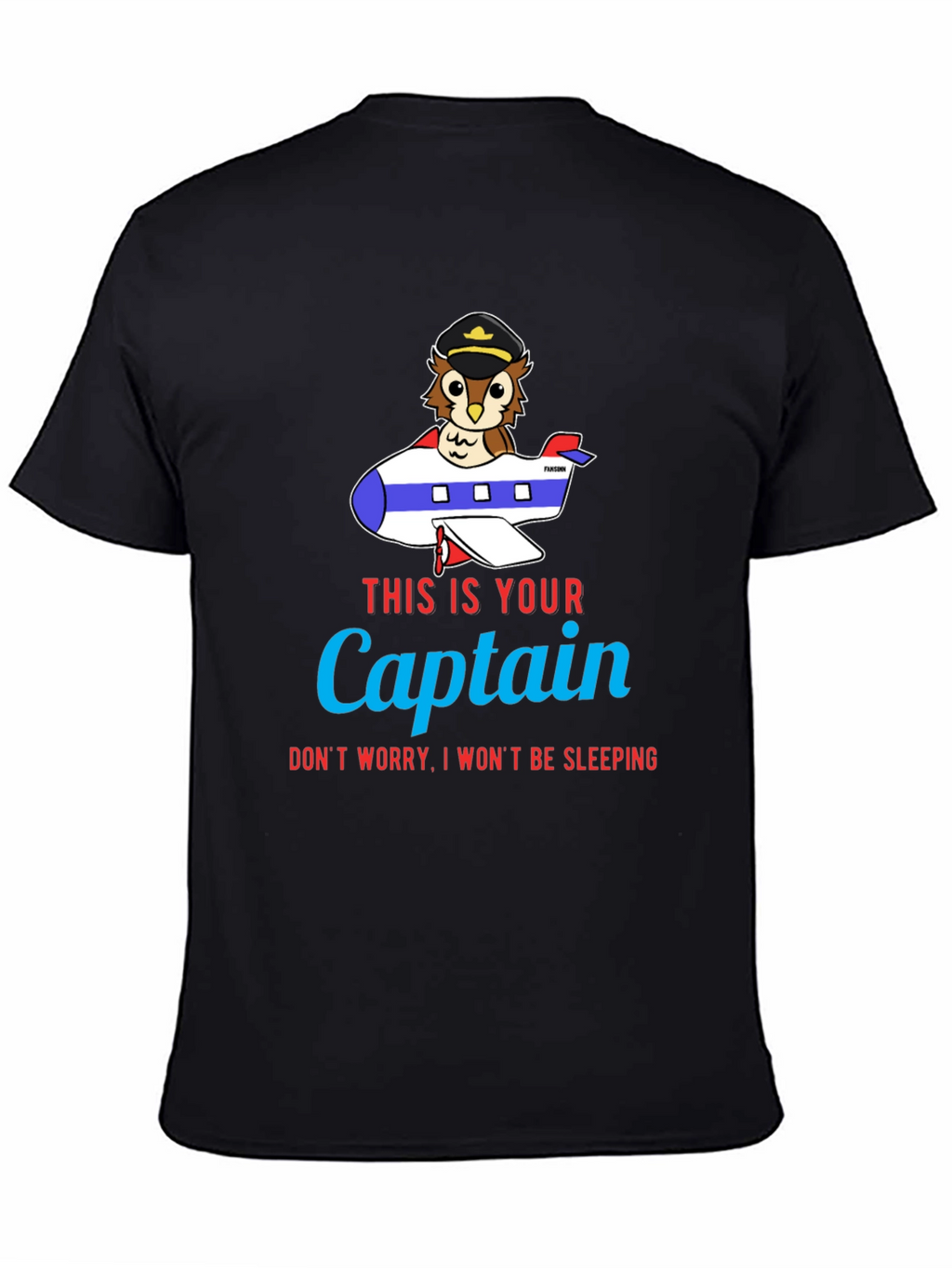 Owl Captain Airplane T-Shirt - Funny Pilot Tee