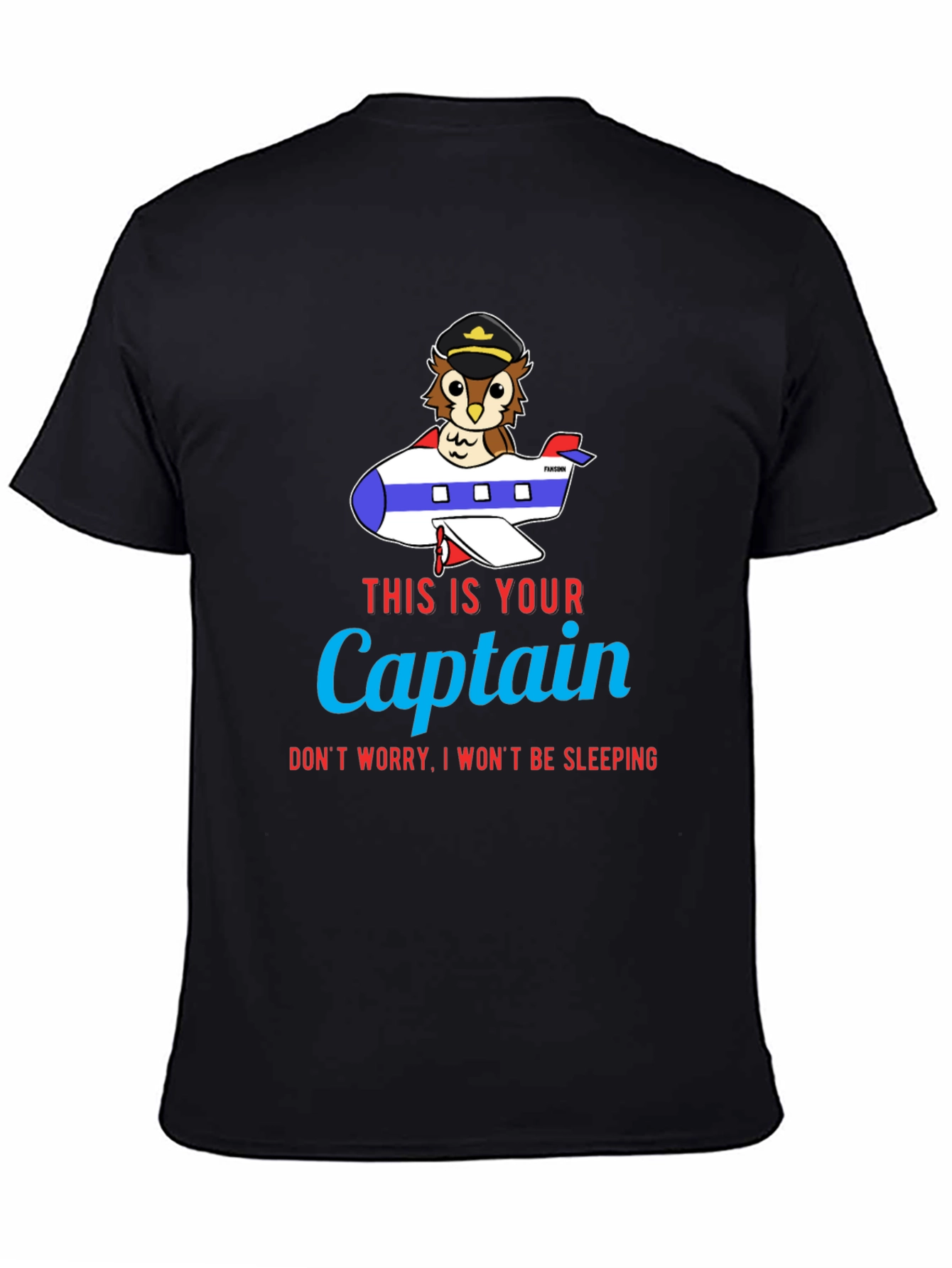 Owl Captain Airplane T-Shirt - Funny Pilot Tee