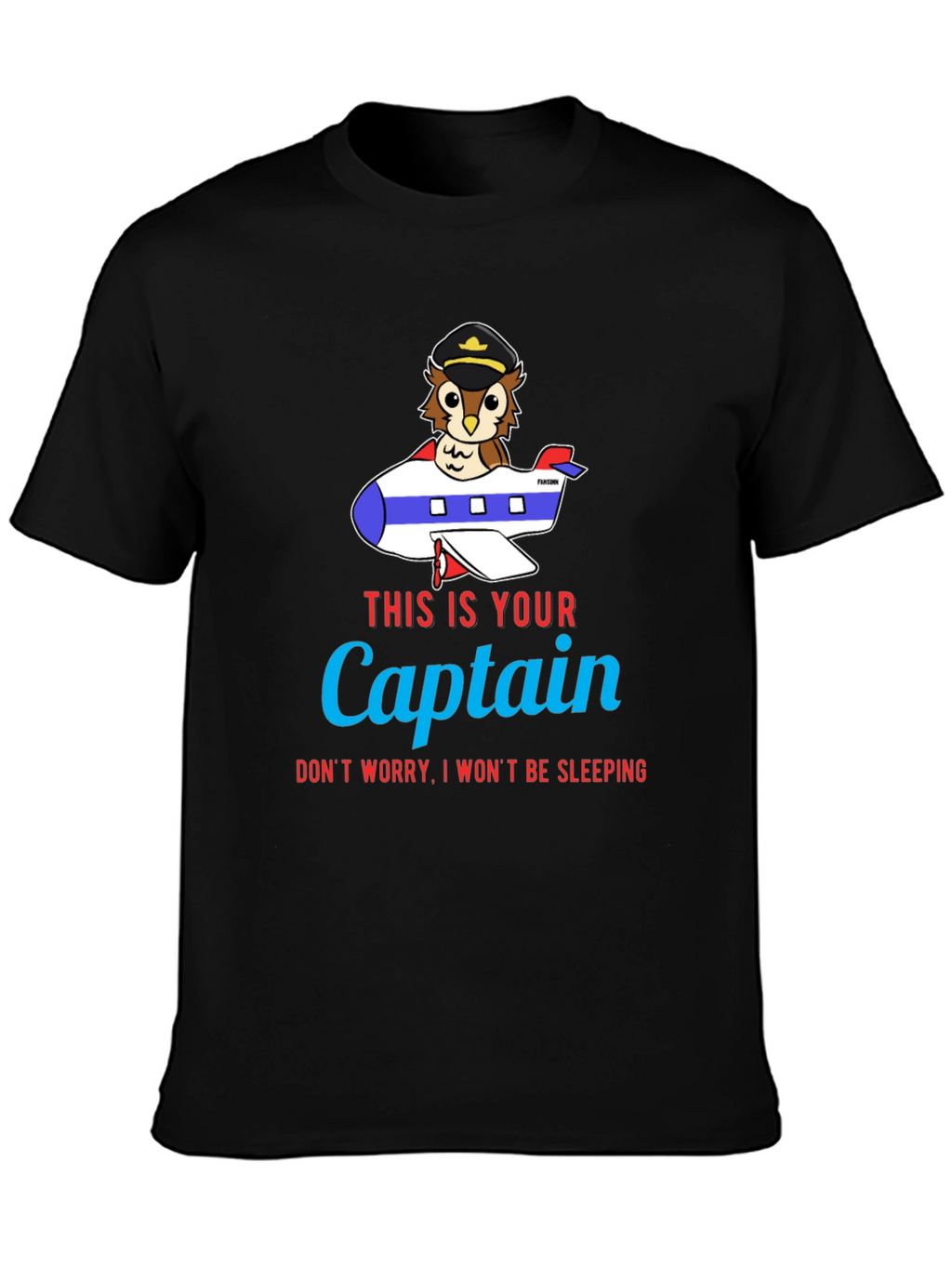 Owl Captain Airplane T-Shirt - Funny Pilot Tee