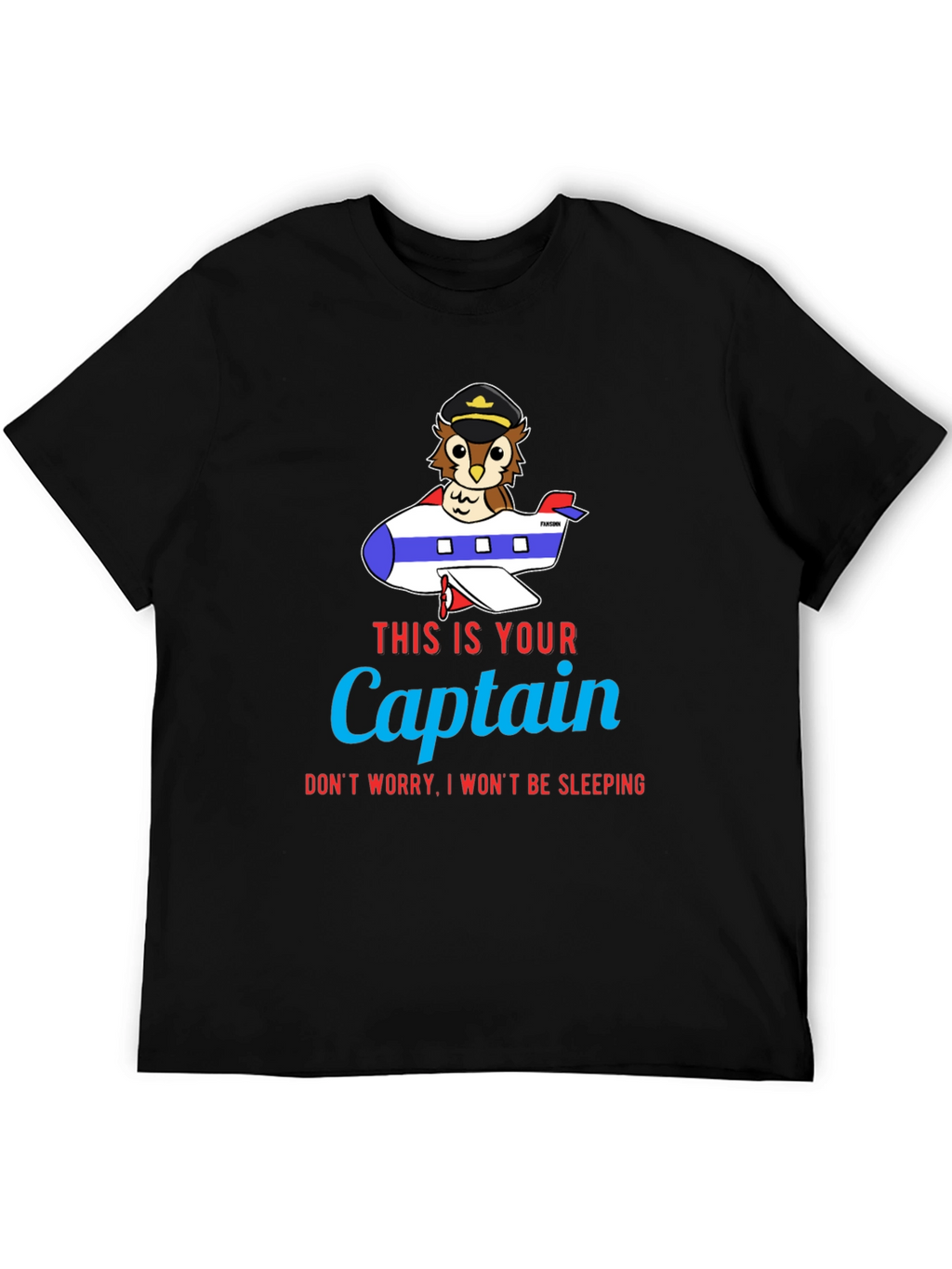 Owl Captain Airplane T-Shirt - Funny Pilot Tee