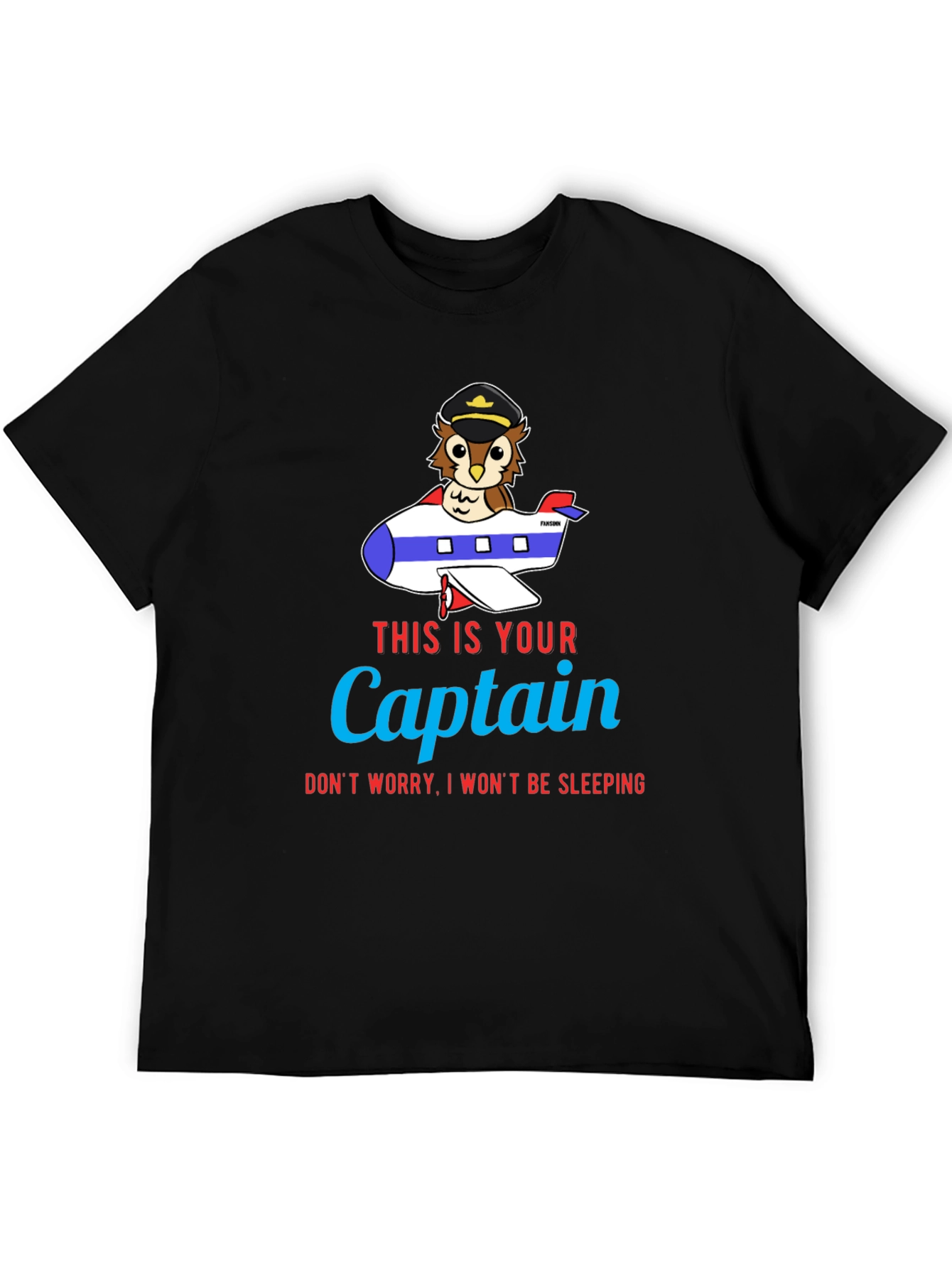 Owl Captain Airplane T-Shirt - Funny Pilot Tee