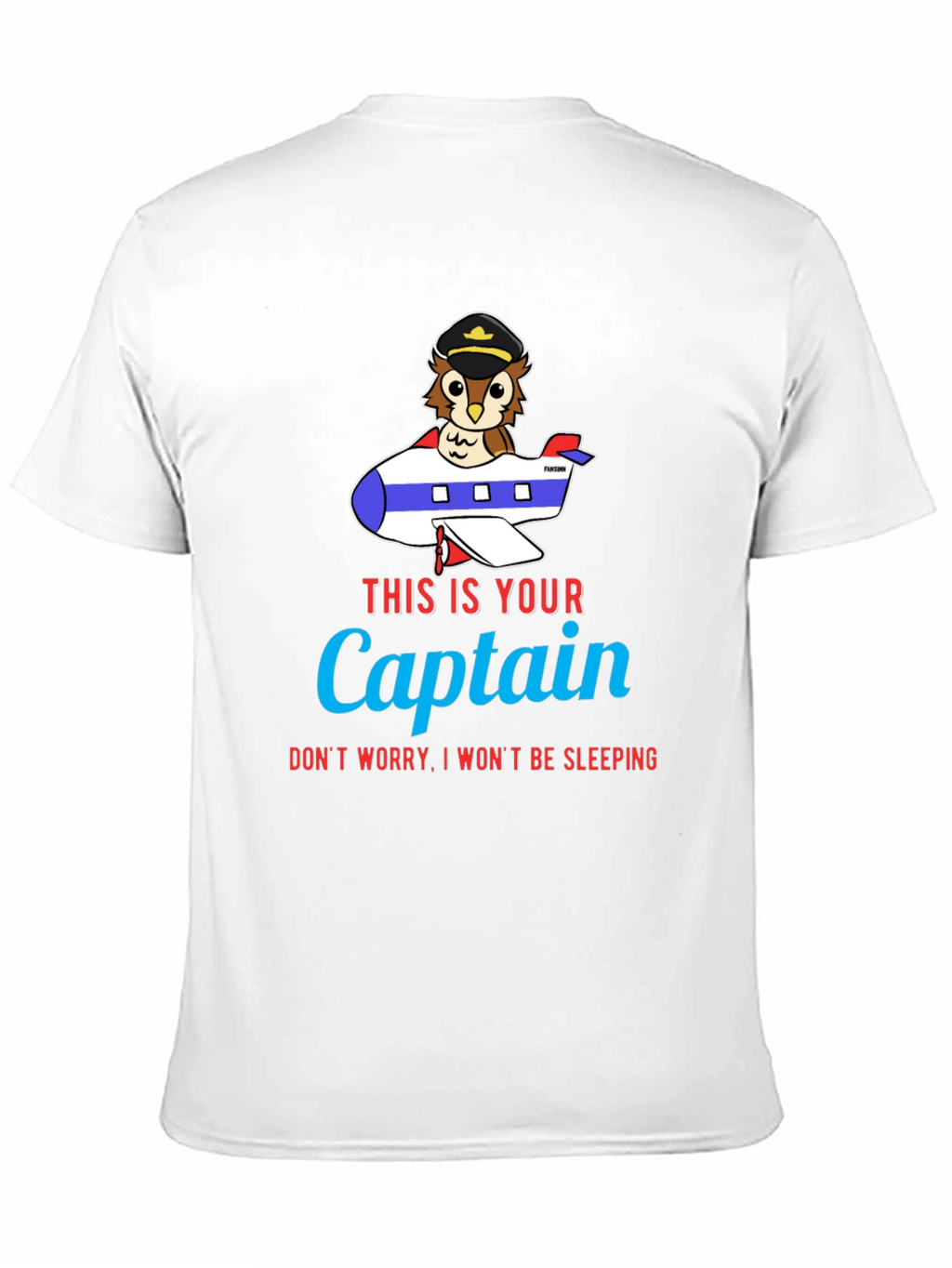 Owl Captain Airplane T-Shirt - Funny Pilot Tee
