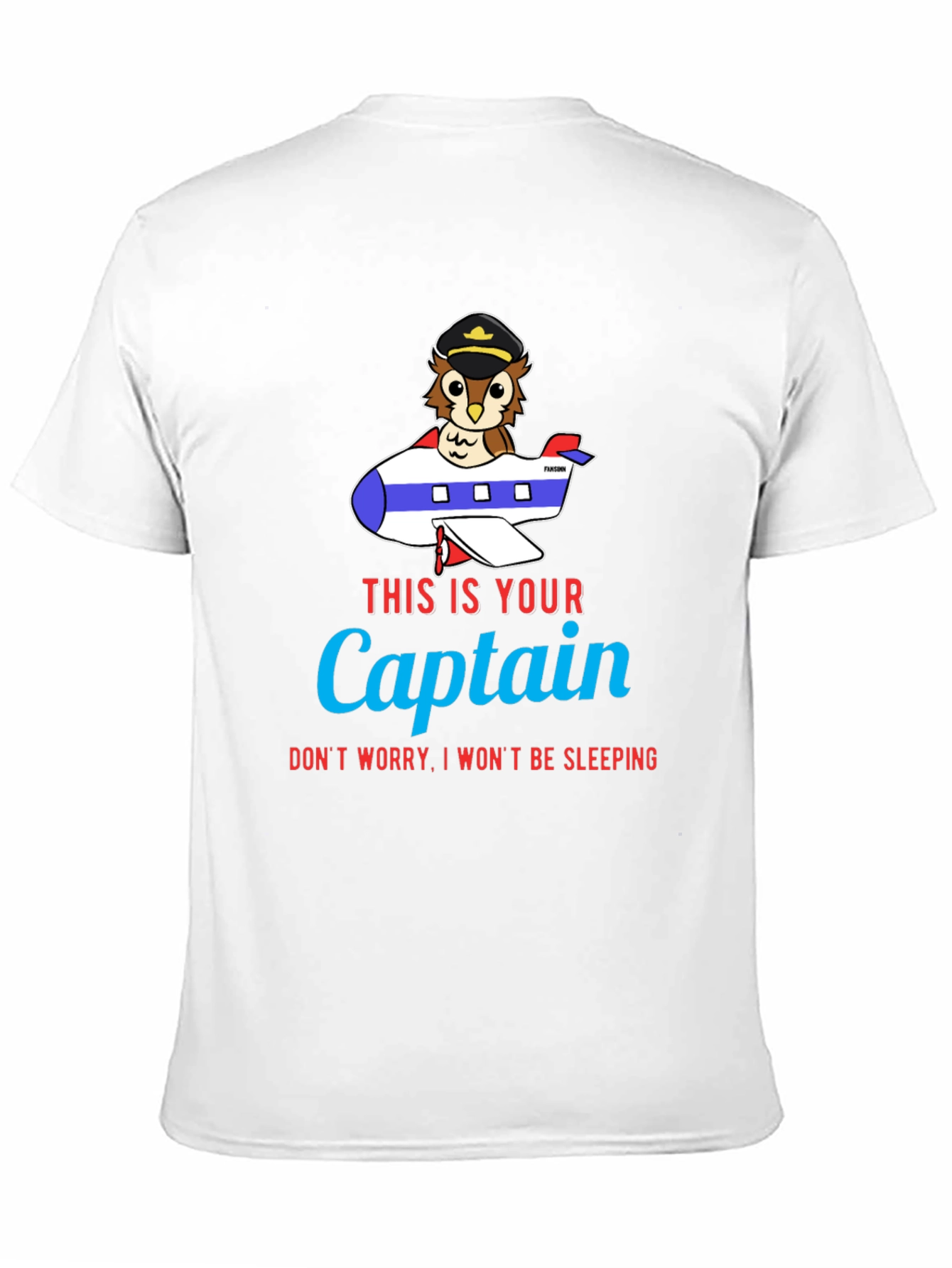 Owl Captain Airplane T-Shirt - Funny Pilot Tee
