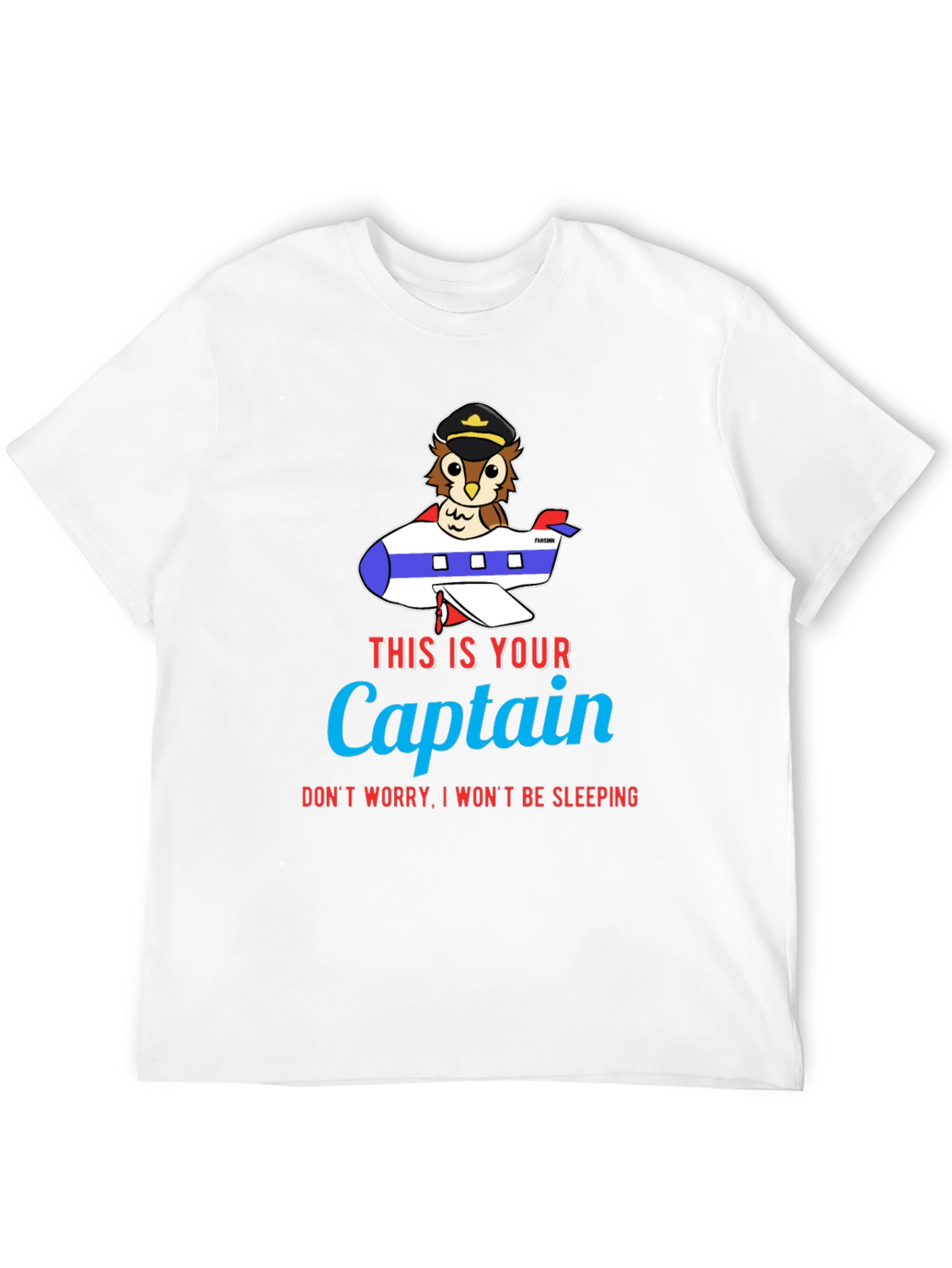 Owl Captain Airplane T-Shirt - Funny Pilot Tee