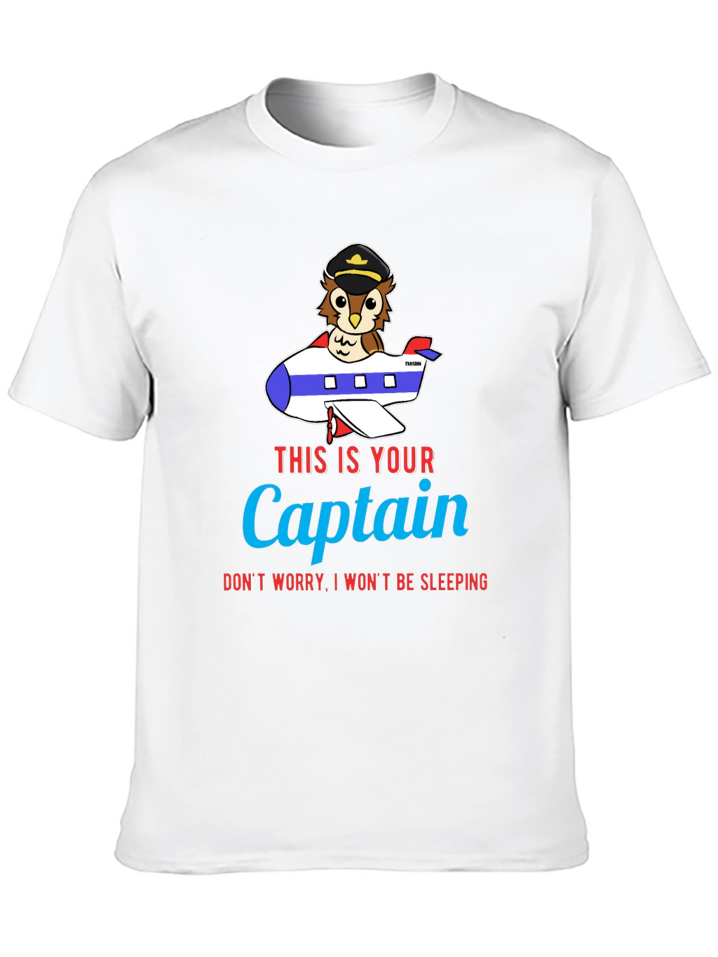 Owl Captain Airplane T-Shirt - Funny Pilot Tee