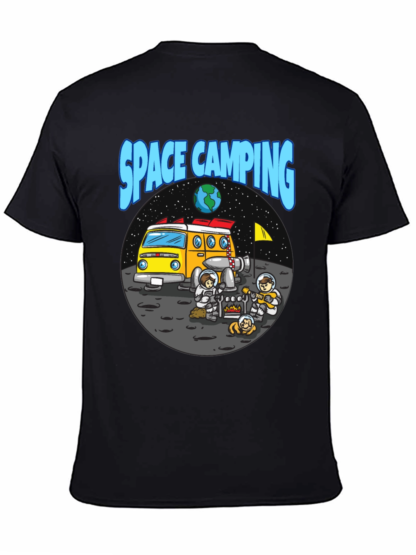 Space Camping Graphic T-Shirt - Black