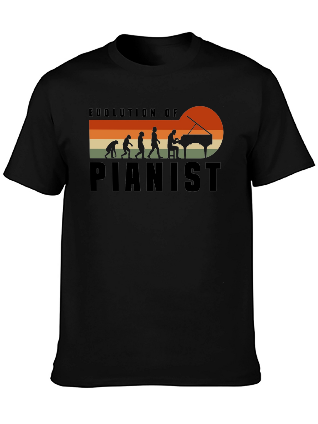 Evolution of Pianist Black T-Shirt