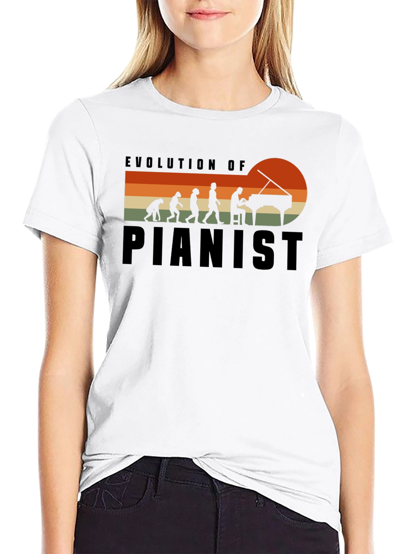 Evolution of Pianist Black T-Shirt