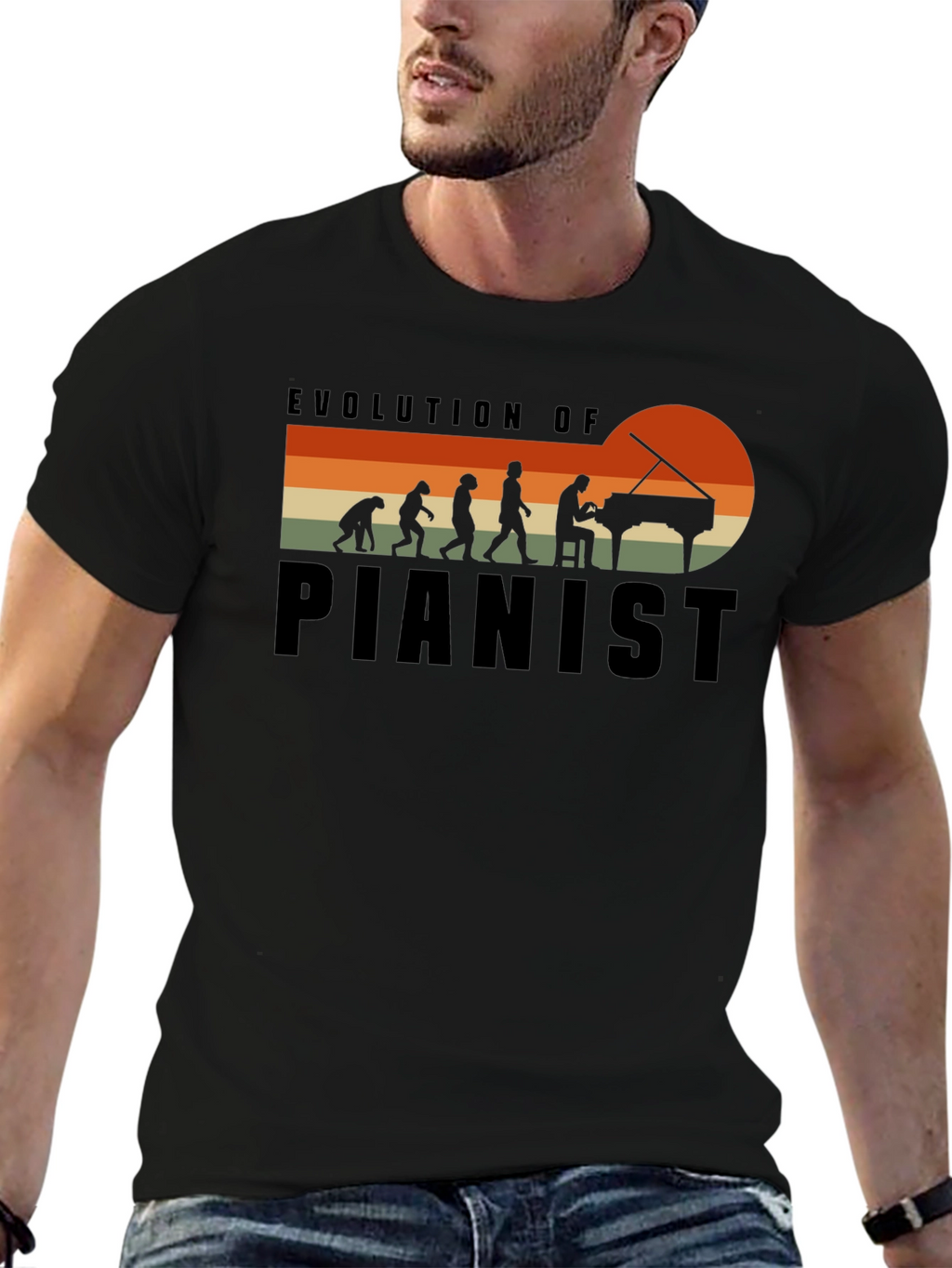 Evolution of Pianist Black T-Shirt