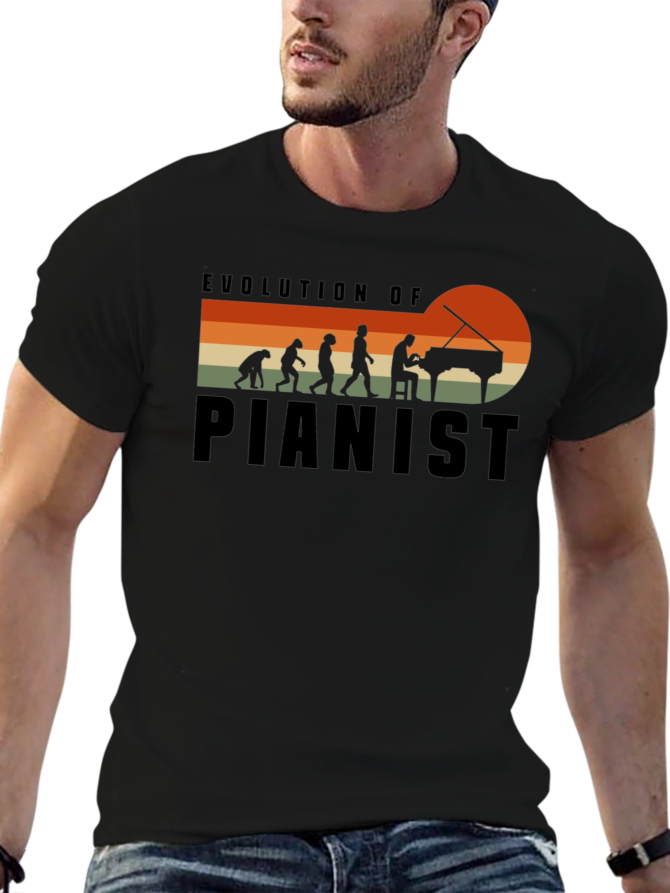 Evolution of Pianist Black T-Shirt