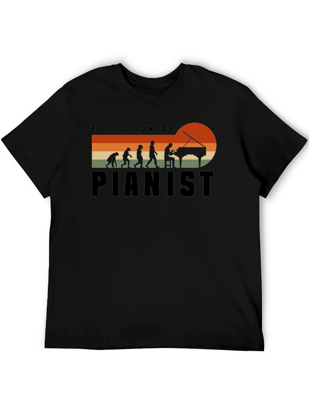 Evolution of Pianist Black T-Shirt