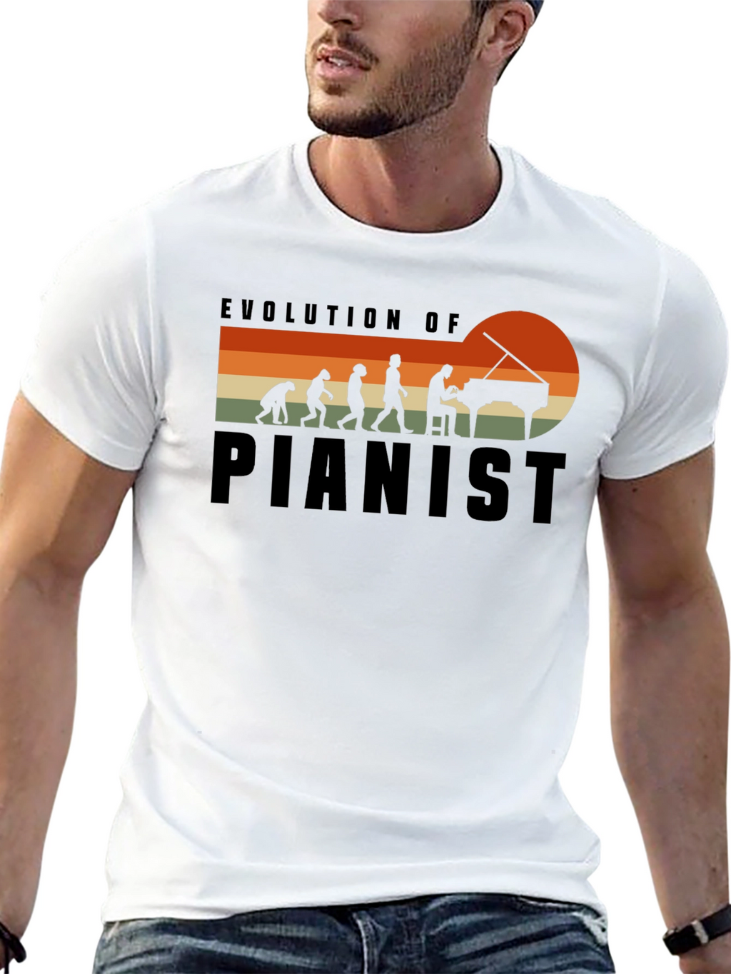 Evolution of Pianist Black T-Shirt