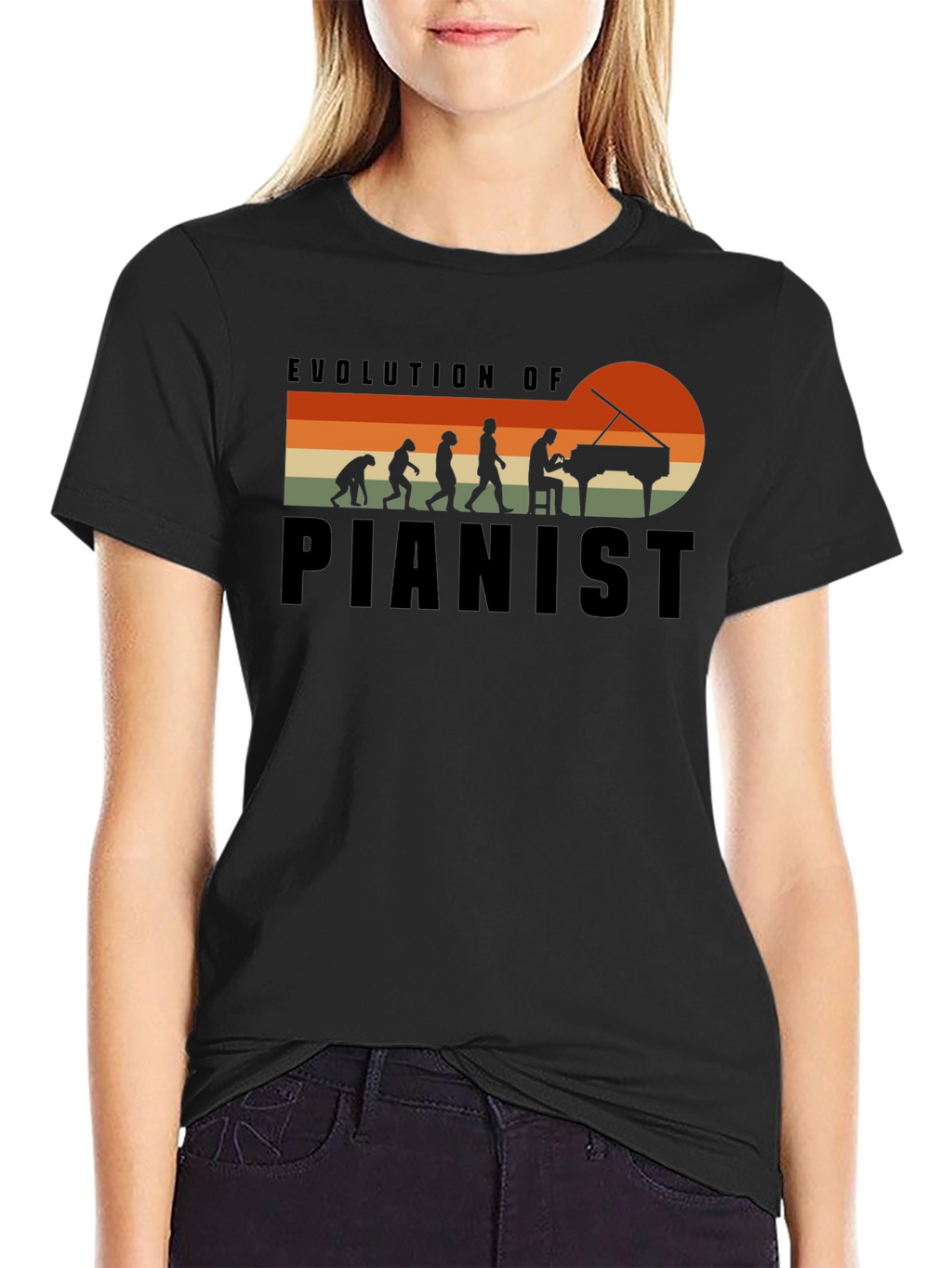 Evolution of Pianist Black T-Shirt