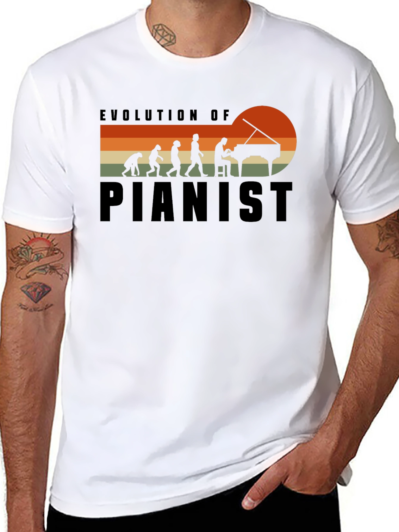 Evolution of Pianist Black T-Shirt