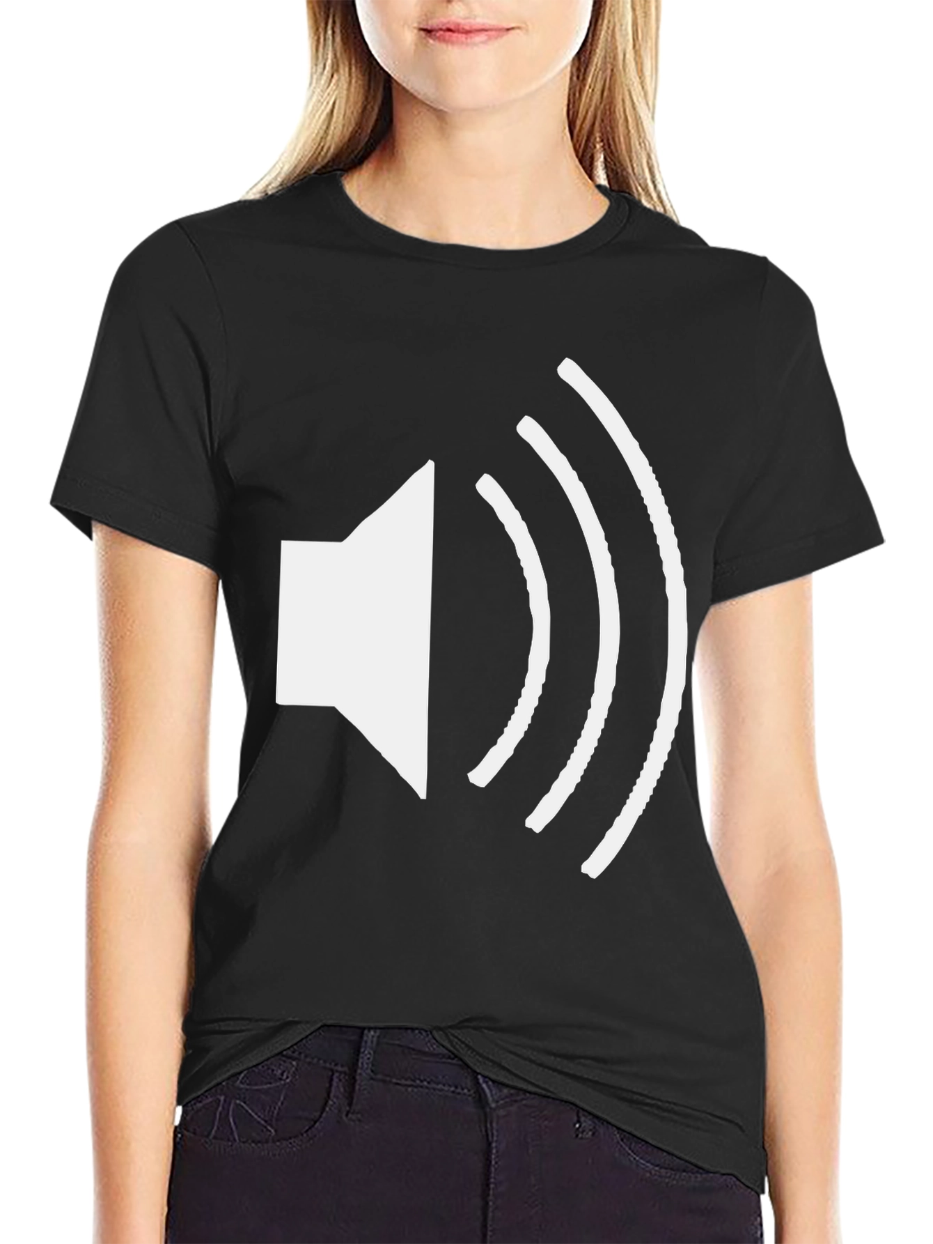 Sound Wave Graphic Tee - Black Cotton T-Shirt