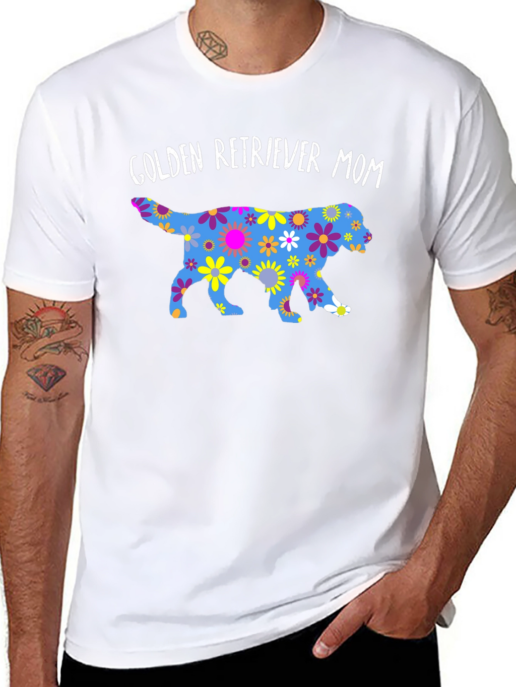 Golden Retriever Mom Floral Print T-Shirt