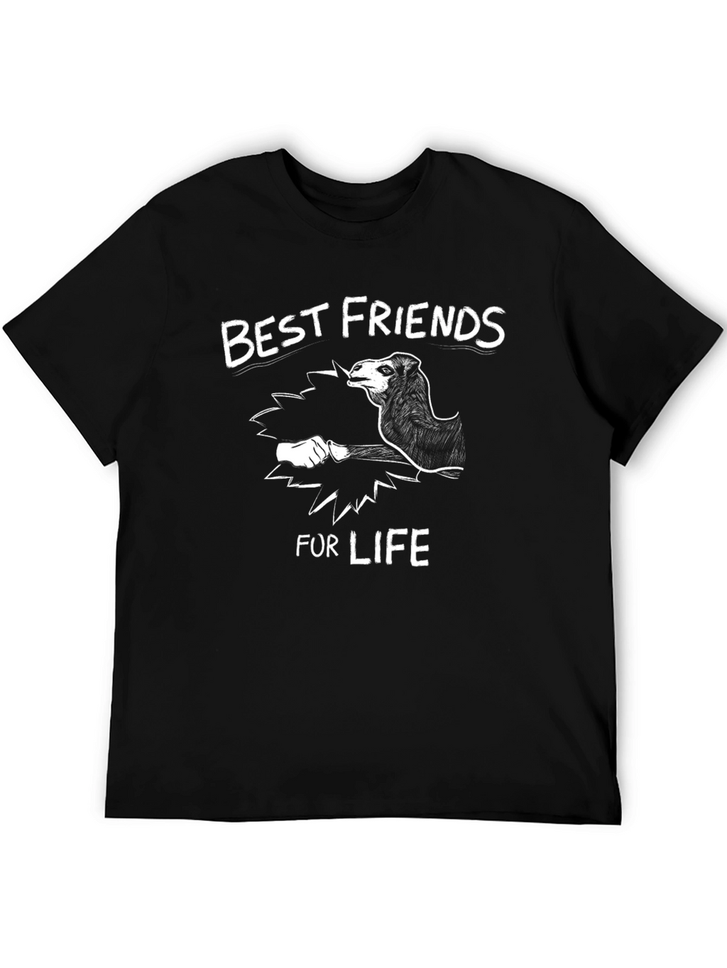 Best Friends Camel Graphic Tee - Black Cotton Shirt