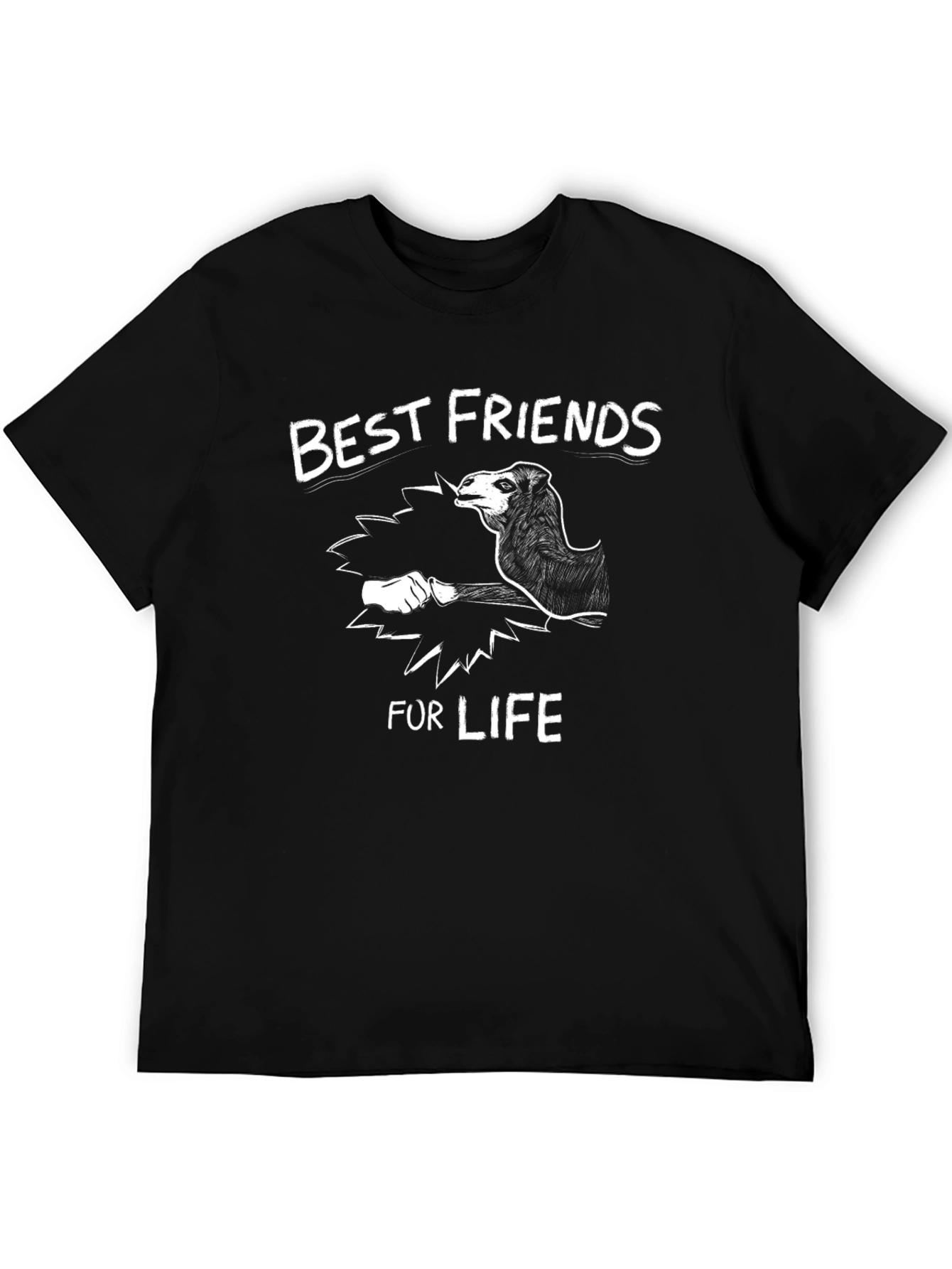 Best Friends Camel Graphic Tee - Black Cotton Shirt