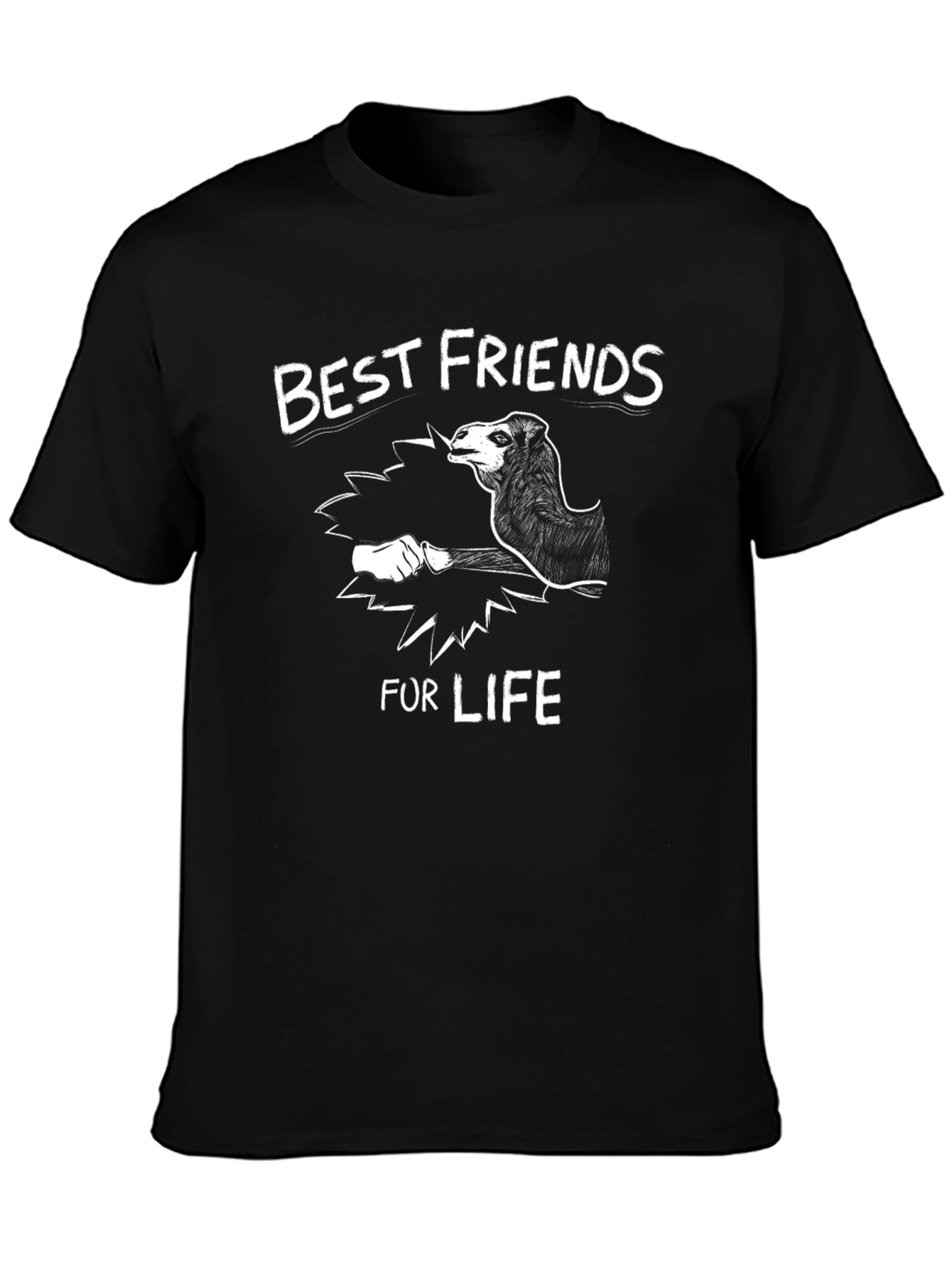 Best Friends Camel Graphic Tee - Black Cotton Shirt