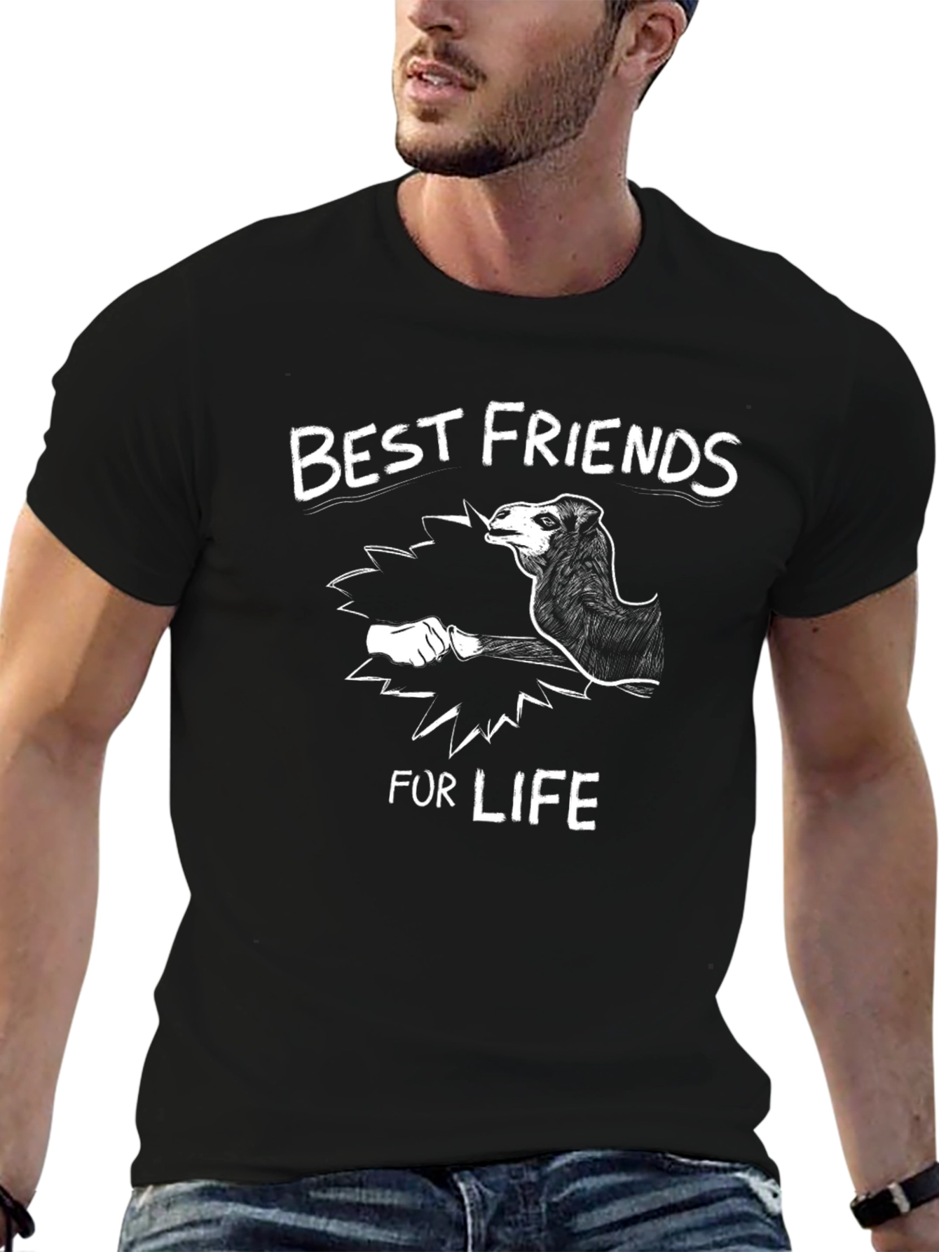 Best Friends Camel Graphic Tee - Black Cotton Shirt