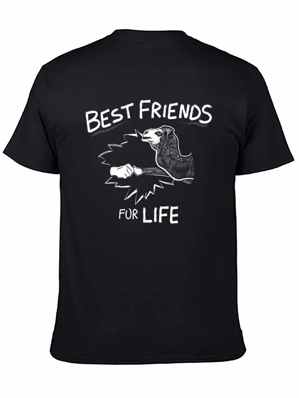 Best Friends Camel Graphic Tee - Black Cotton Shirt