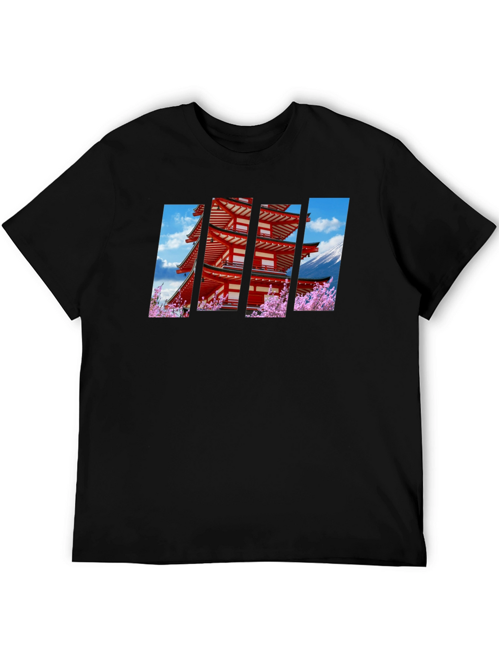Japanese Pagoda Graphic Black T-Shirt