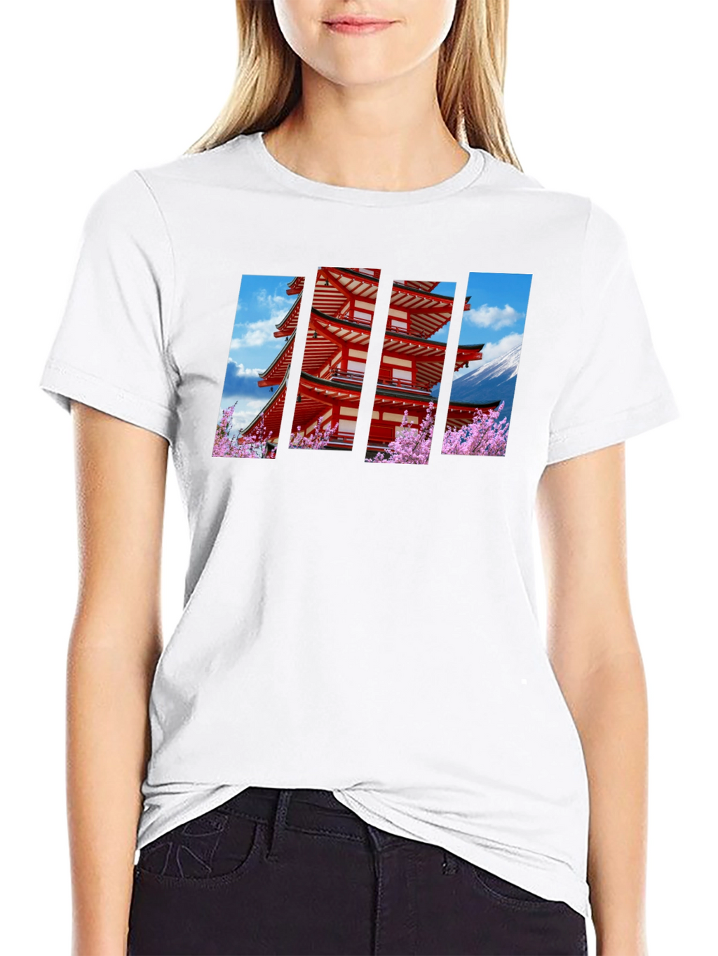 Japanese Pagoda Graphic Black T-Shirt