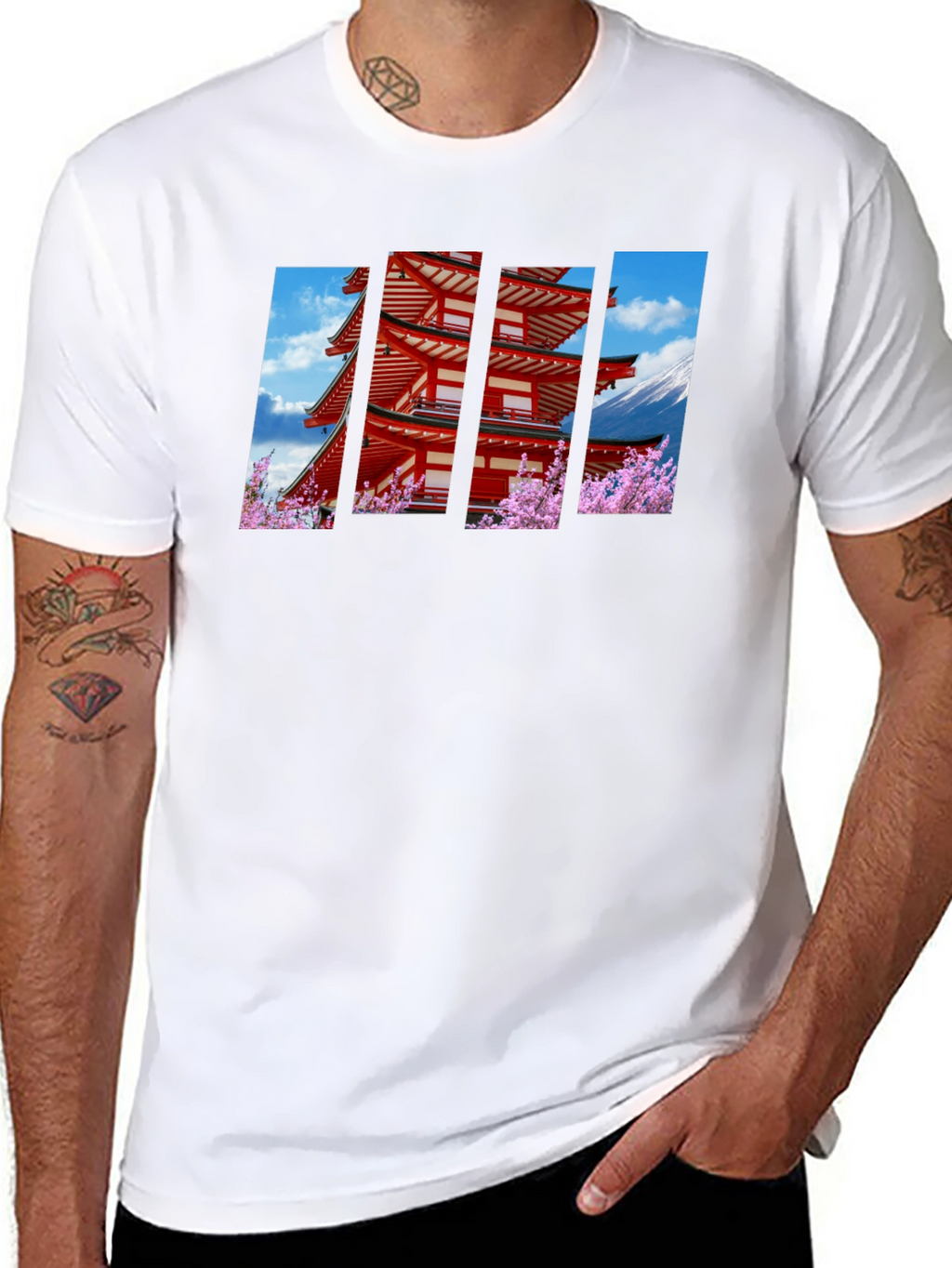 Japanese Pagoda Graphic Black T-Shirt
