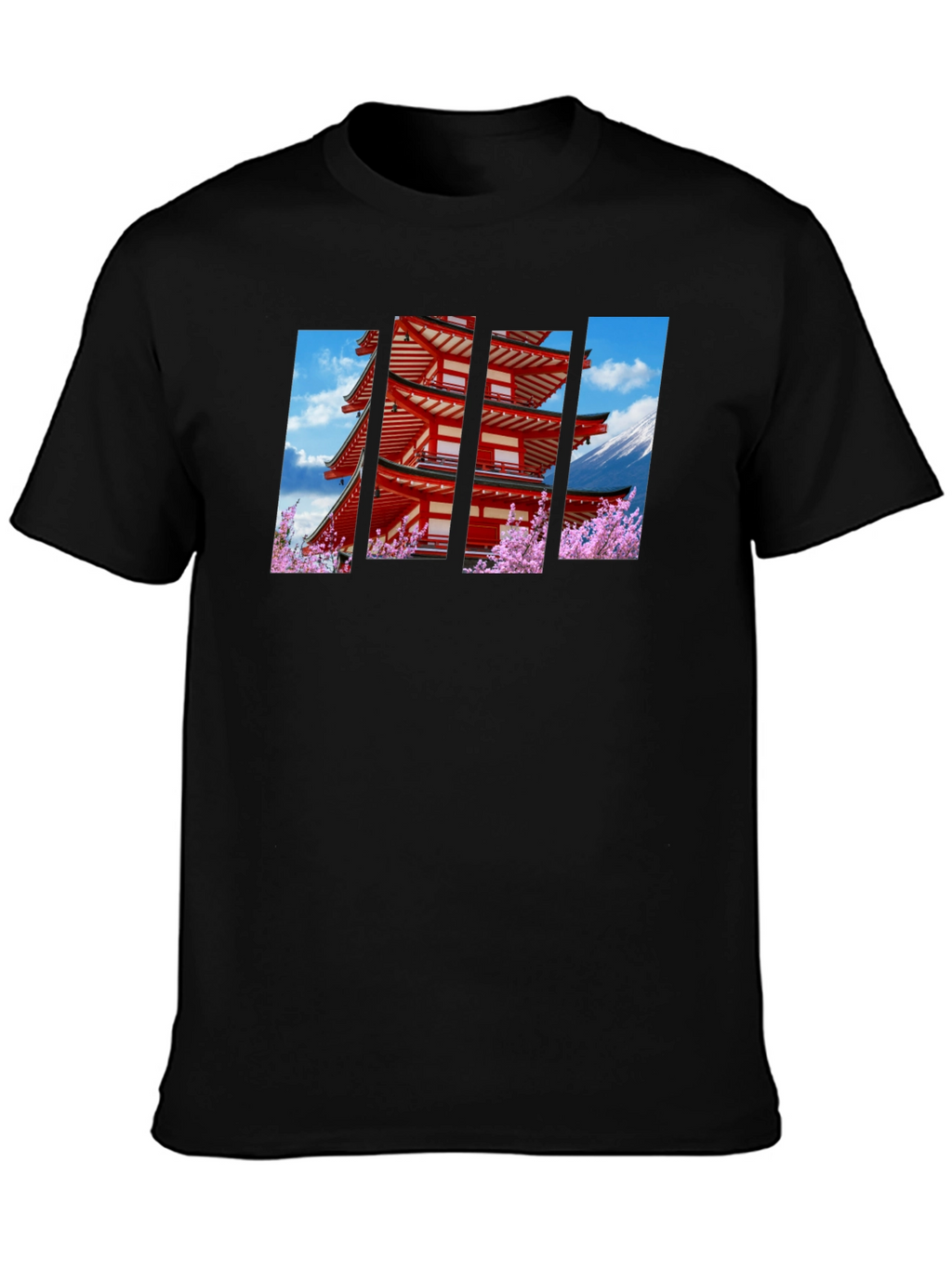 Japanese Pagoda Graphic Black T-Shirt