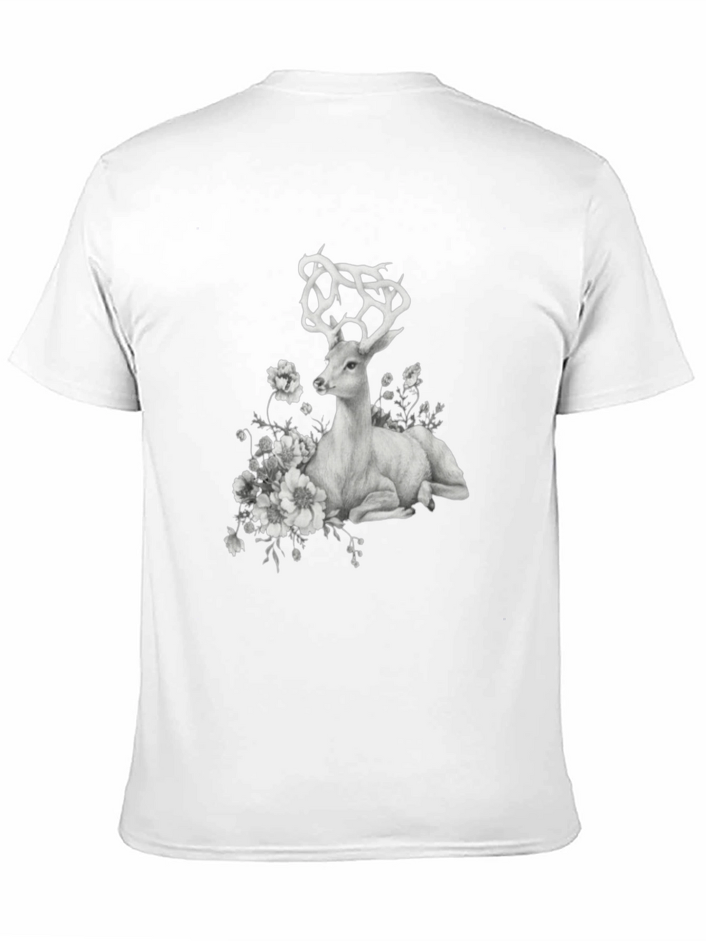 Deer Floral Graphic T-Shirt - Black