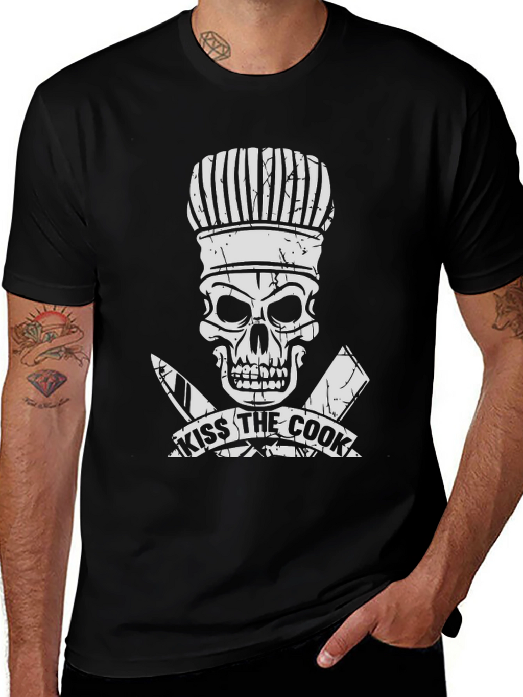 Kiss the Cook T-Shirt - Skull Chef Graphic Tee