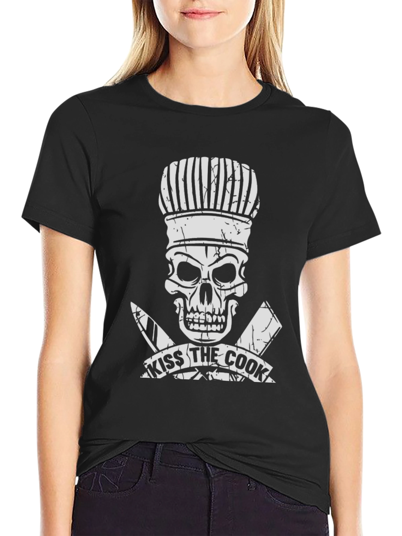 Kiss the Cook T-Shirt - Skull Chef Graphic Tee