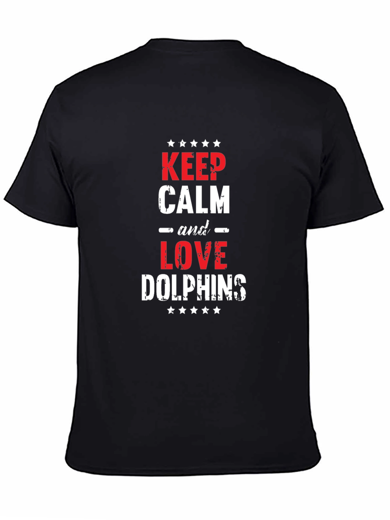 Keep Calm & Love Dolphins T-Shirt - Black