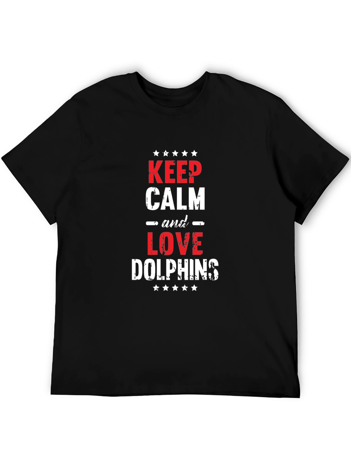 Keep Calm & Love Dolphins T-Shirt - Black