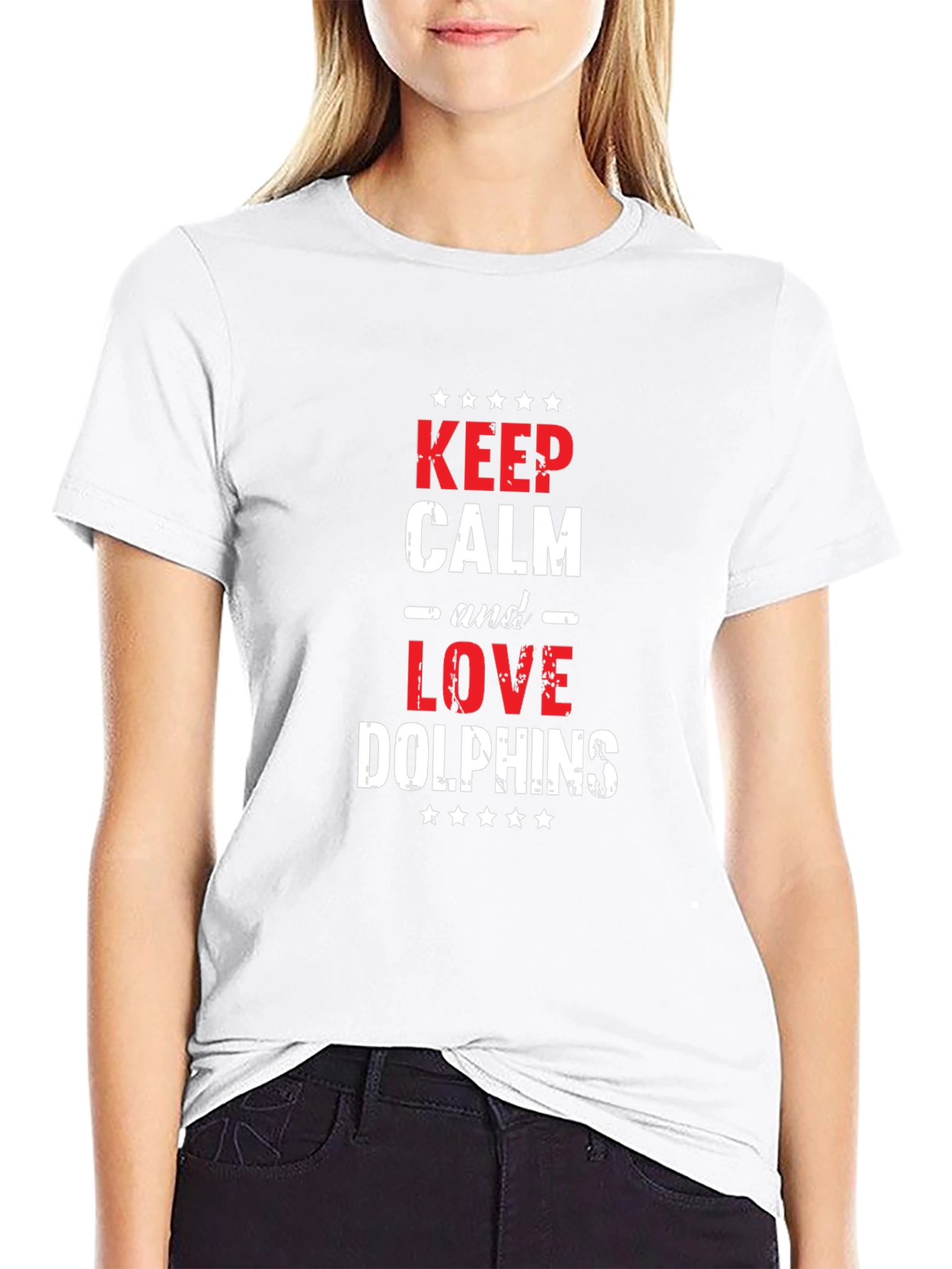 Keep Calm & Love Dolphins T-Shirt - Black