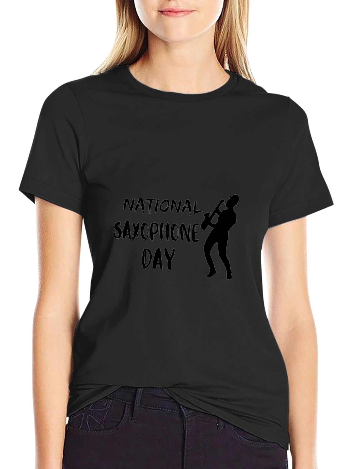National Saxophone Day Black T-Shirt - Musician Gift