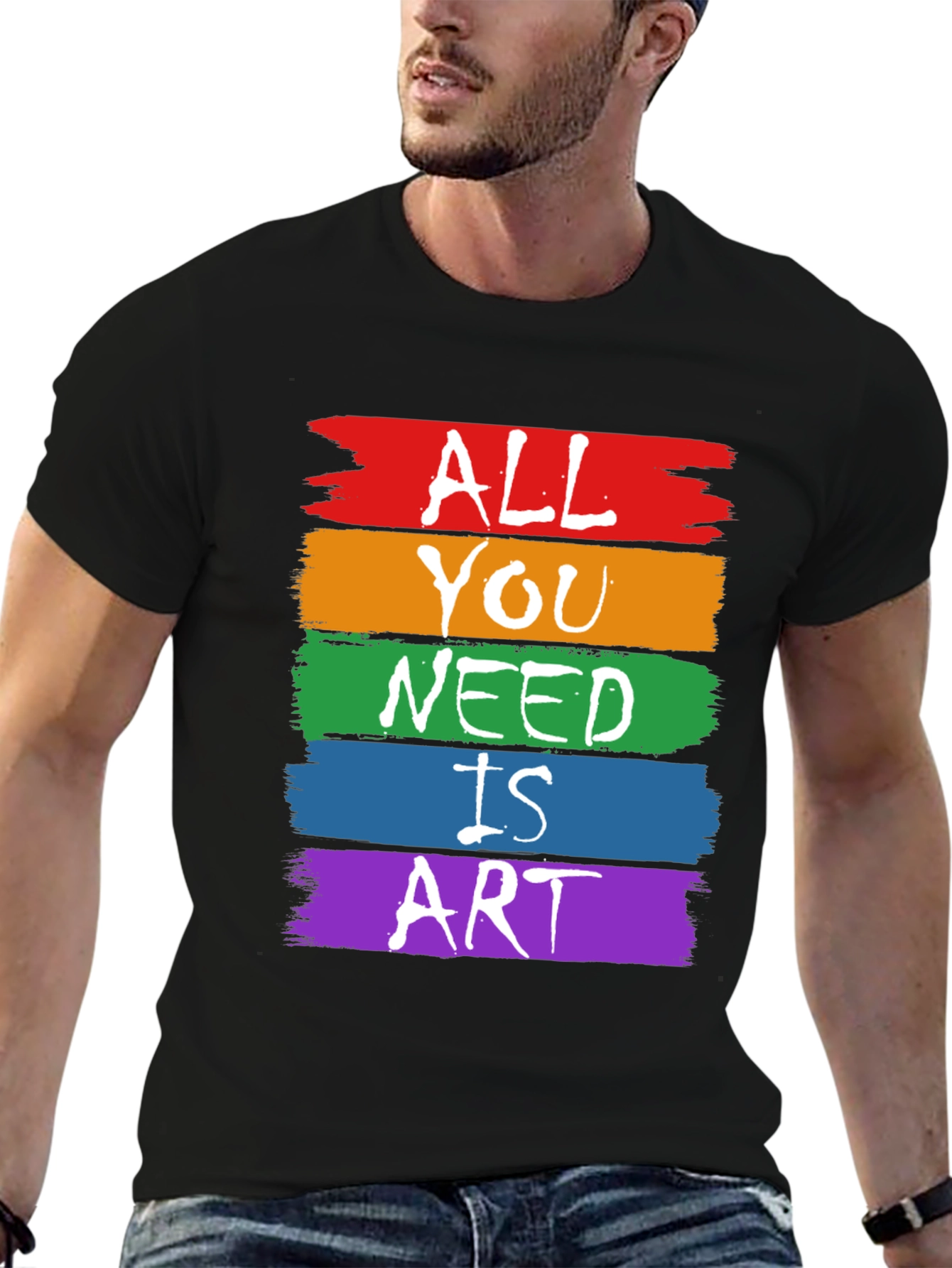 All You Need is Art T-Shirt - Rainbow Graphic Tee