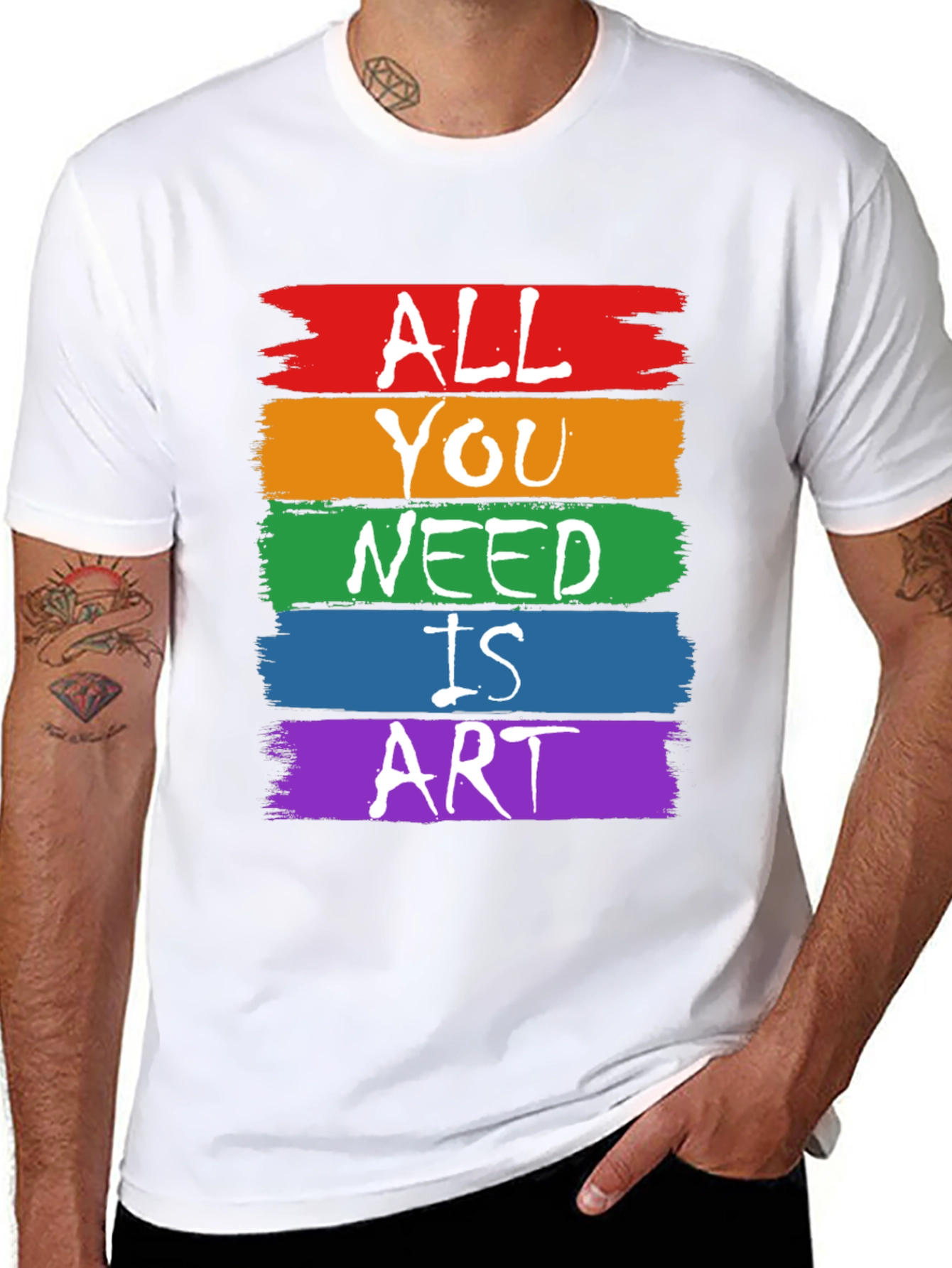 All You Need is Art T-Shirt - Rainbow Graphic Tee