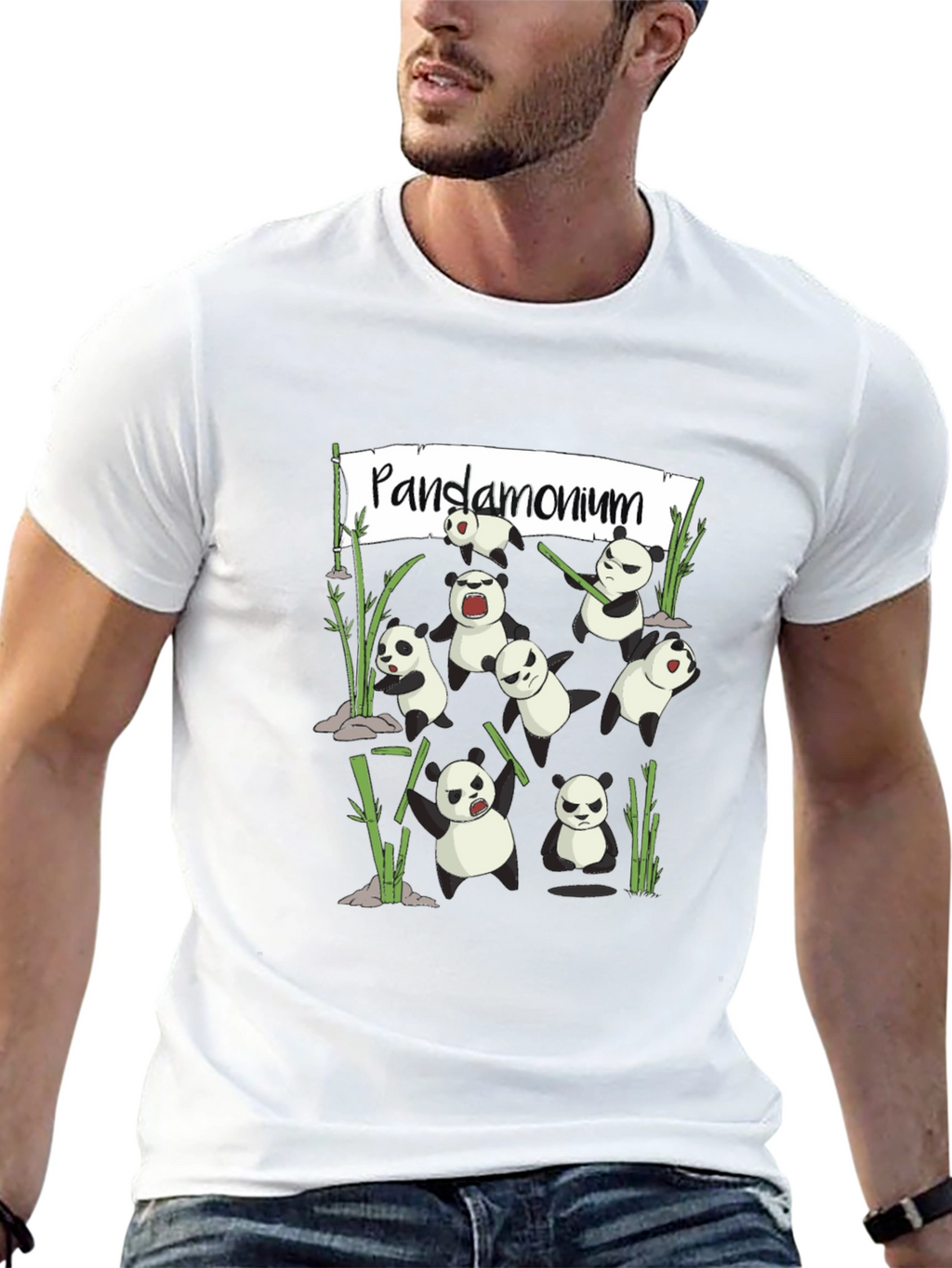 Pandamonium Panda Bear T-Shirt Funny Cartoon Graphic Tee