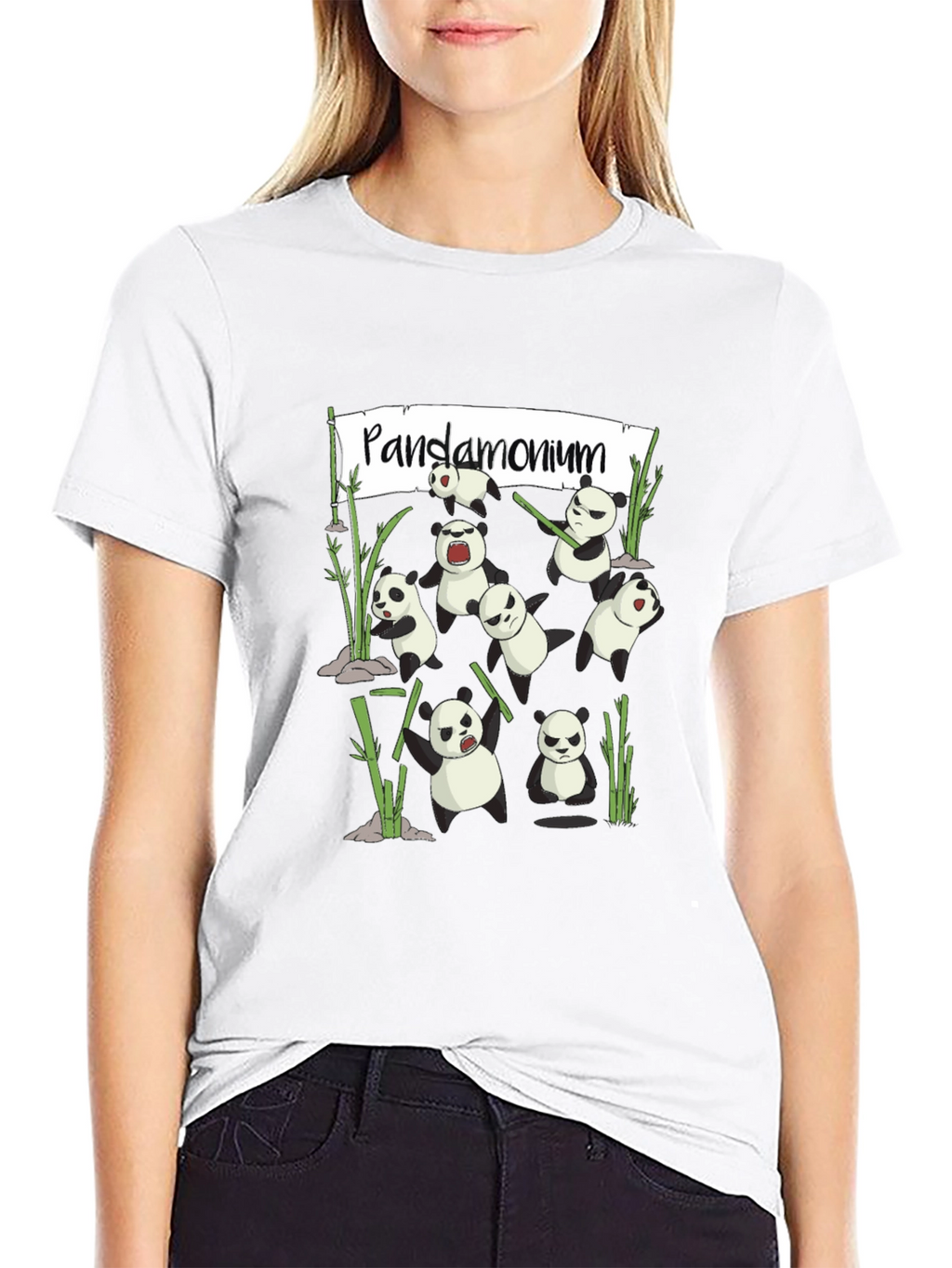 Pandamonium Panda Bear T-Shirt Funny Cartoon Graphic Tee