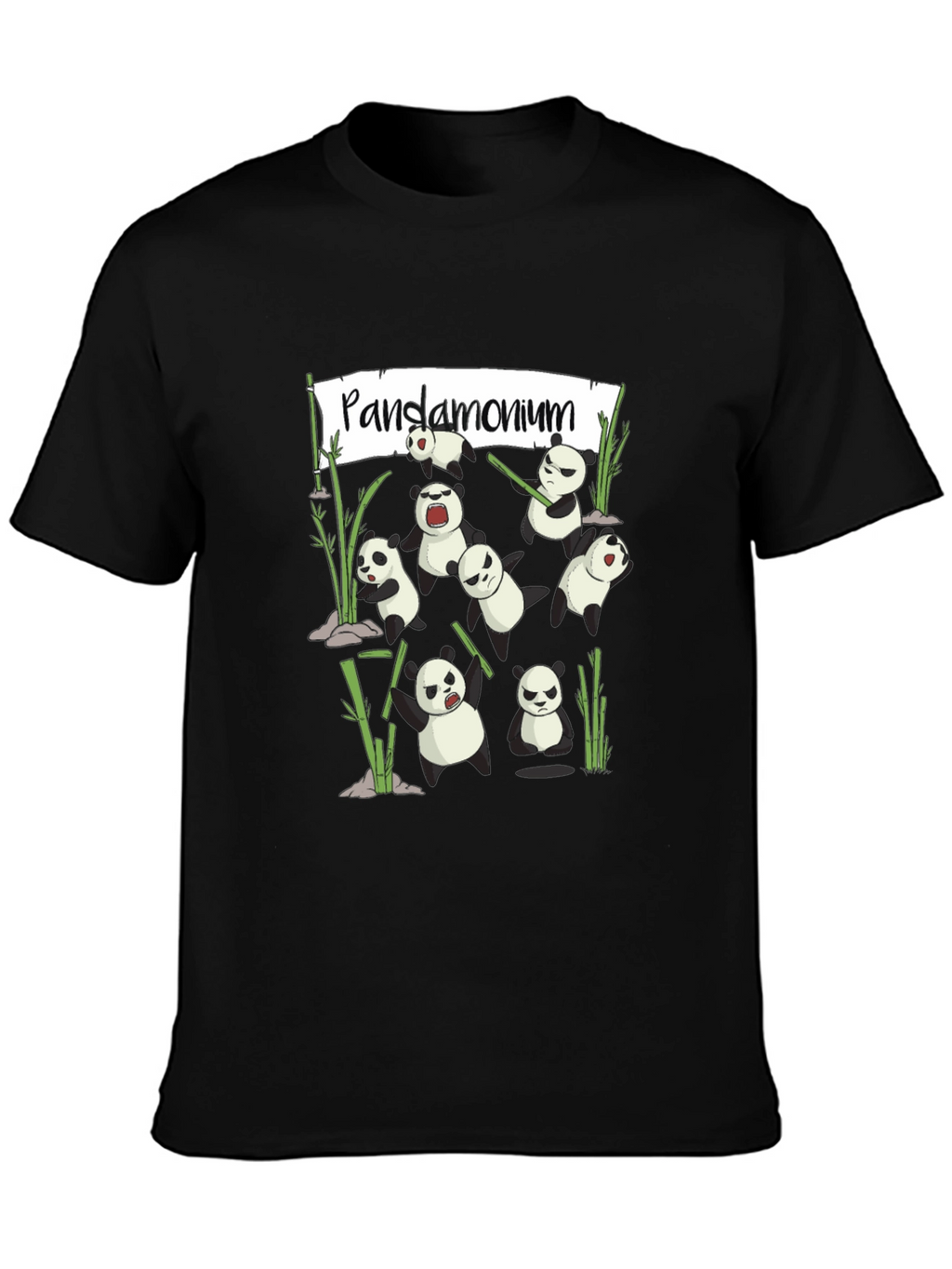 Pandamonium Panda Bear T-Shirt Funny Cartoon Graphic Tee