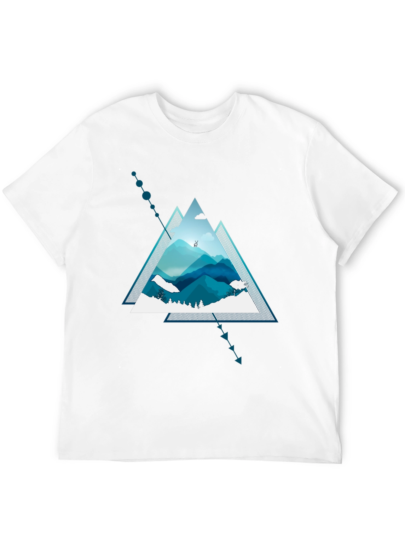 Geometric Mountain Graphic Tee - Modern Nature Design