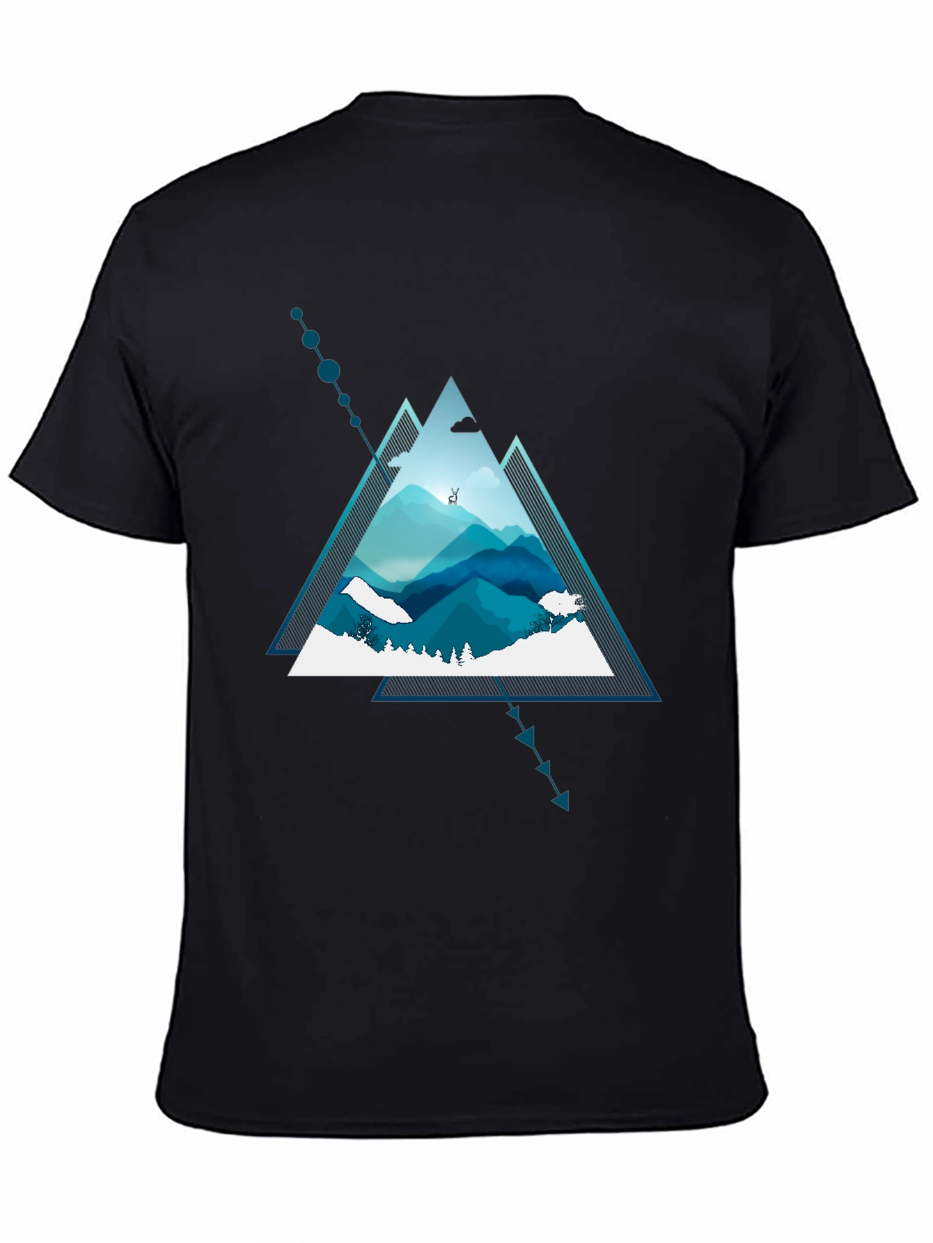 Geometric Mountain Graphic Tee - Modern Nature Design