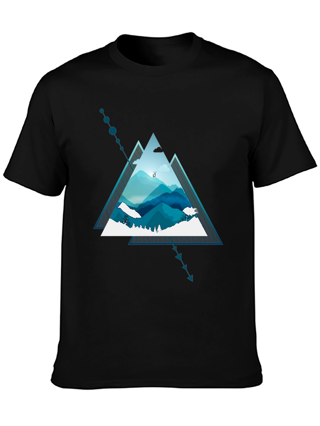 Geometric Mountain Graphic Tee - Modern Nature Design