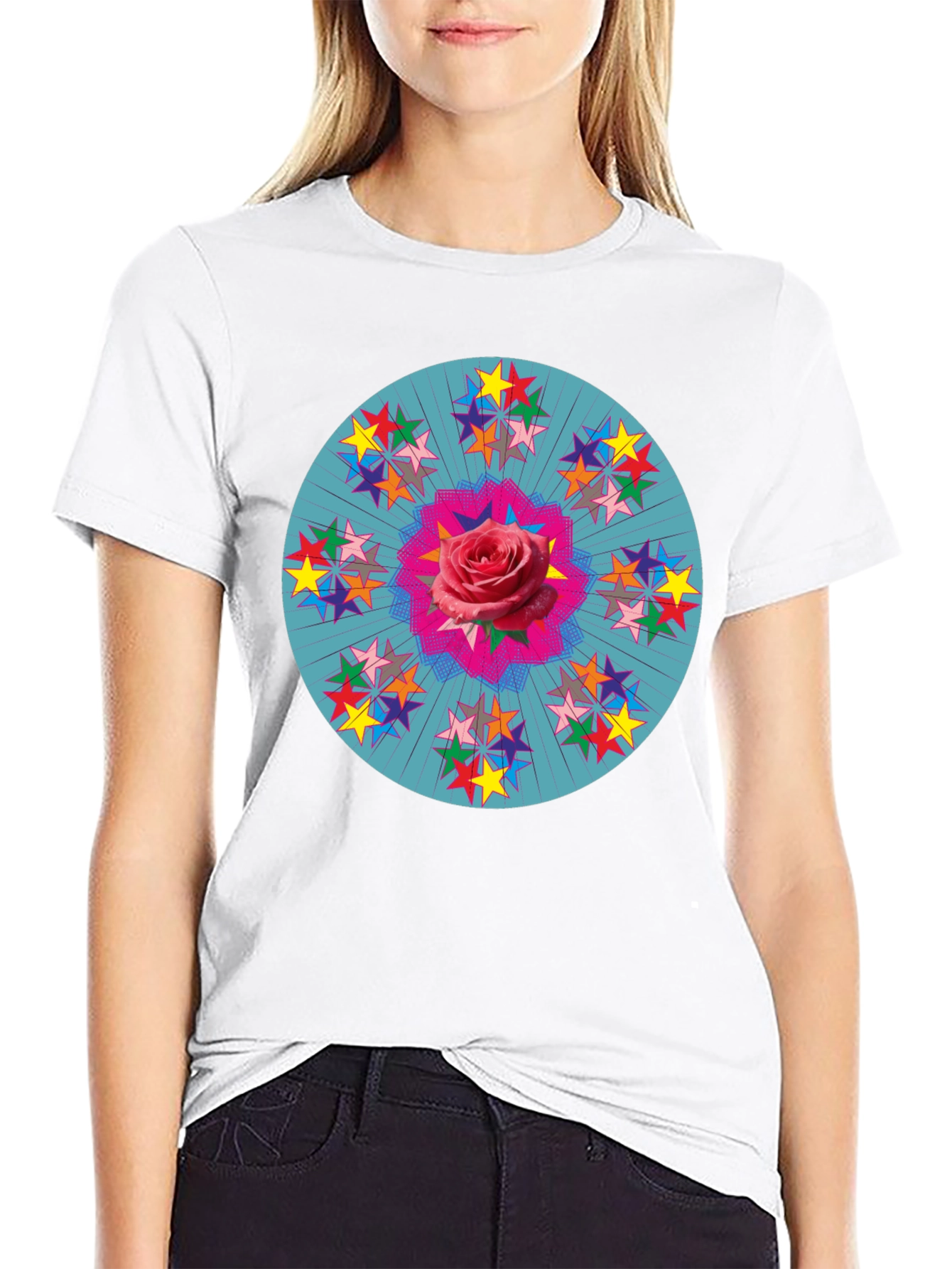 Rose Star Mandala Graphic T-Shirt