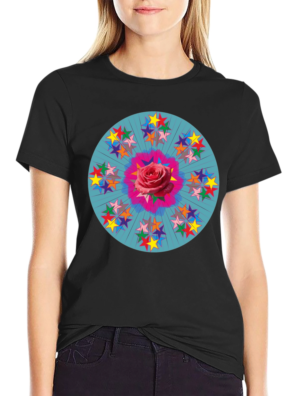 Rose Star Mandala Graphic T-Shirt