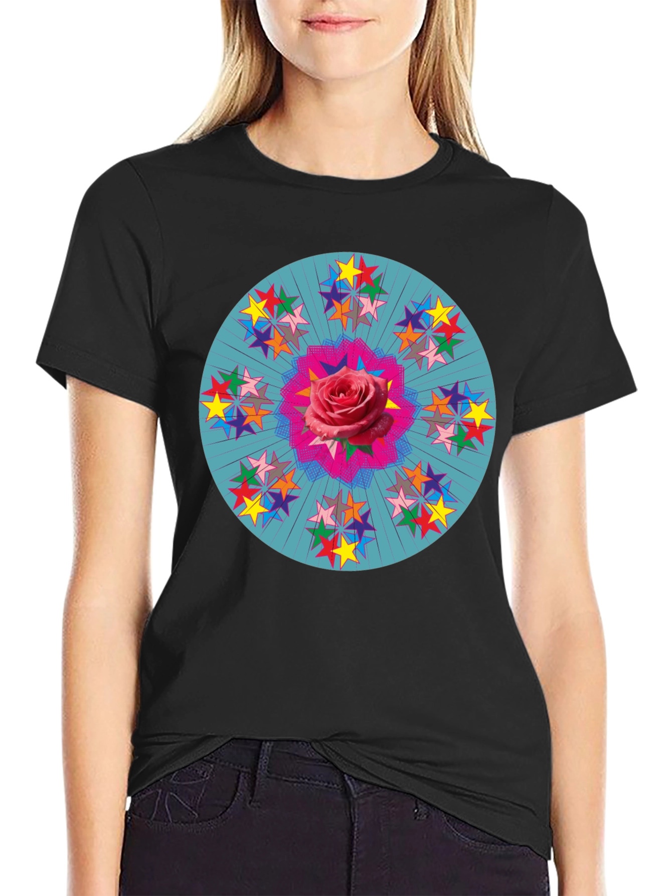 Rose Star Mandala Graphic T-Shirt