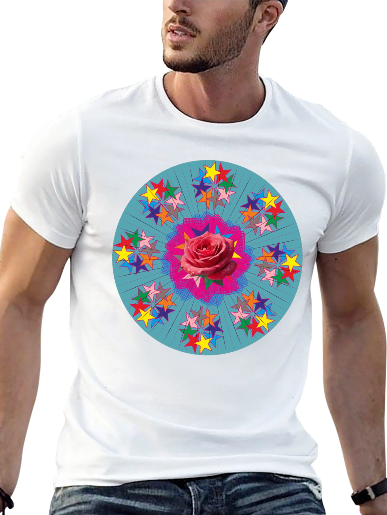 Rose Star Mandala Graphic T-Shirt