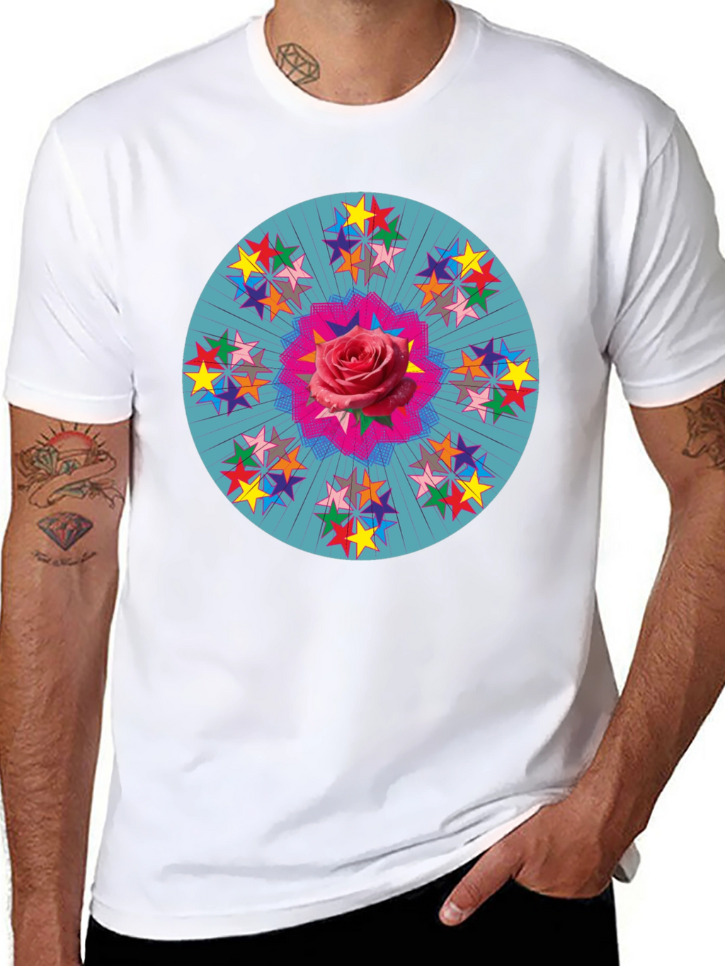 Rose Star Mandala Graphic T-Shirt