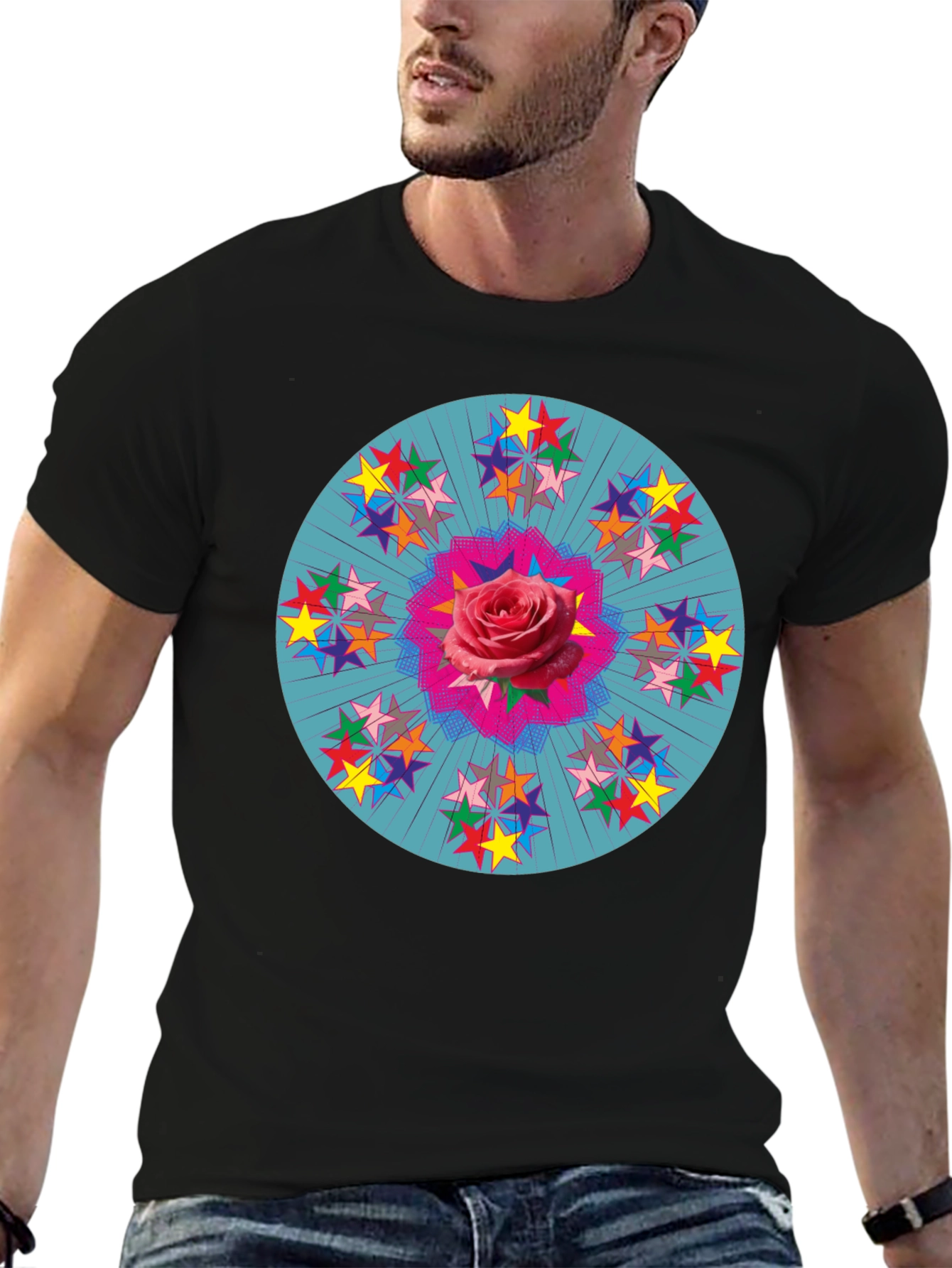 Rose Star Mandala Graphic T-Shirt